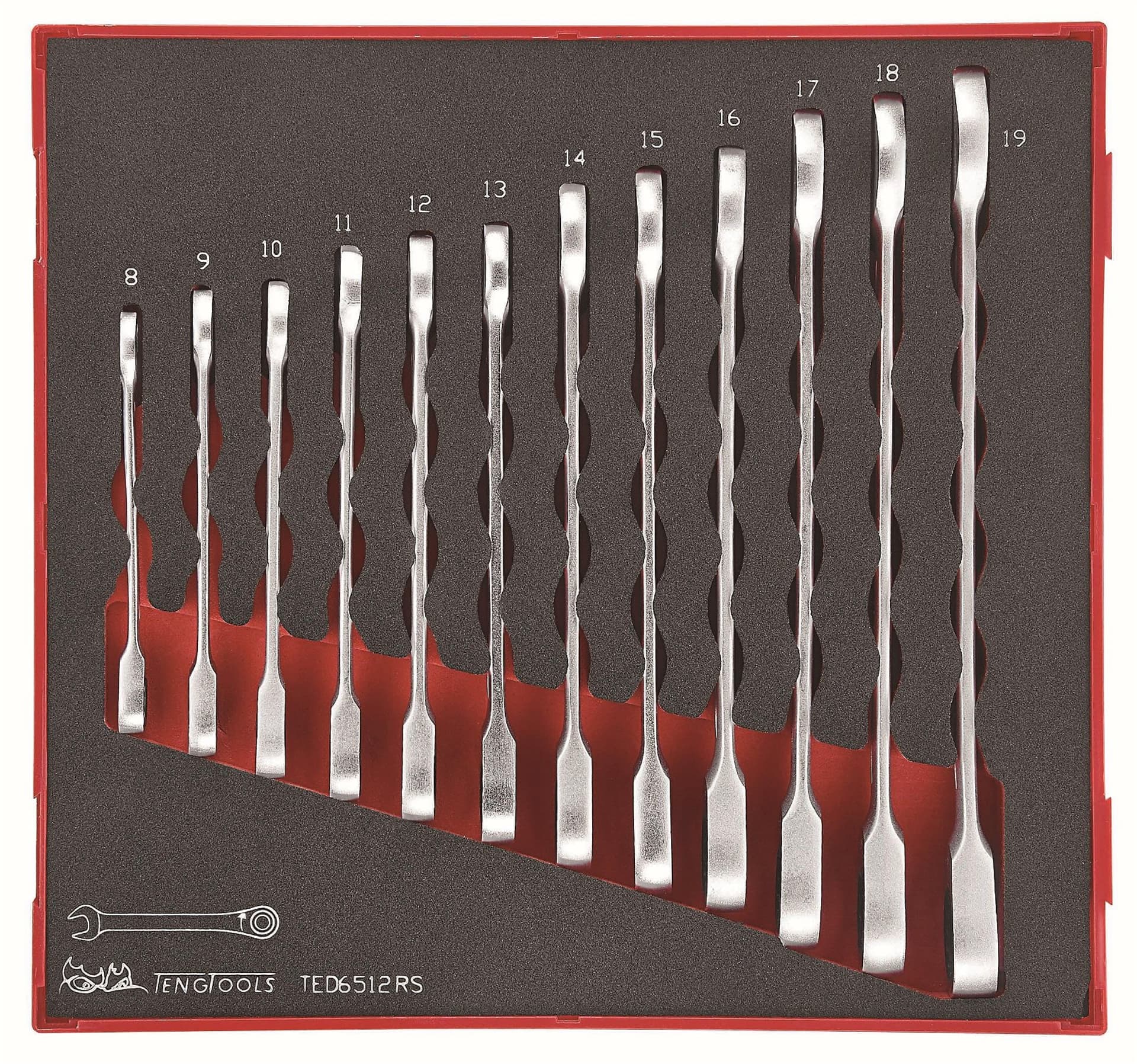 

Zestaw 12 kluczy zapadkowych płasko-oczkowych Teng Tools TED6512RS