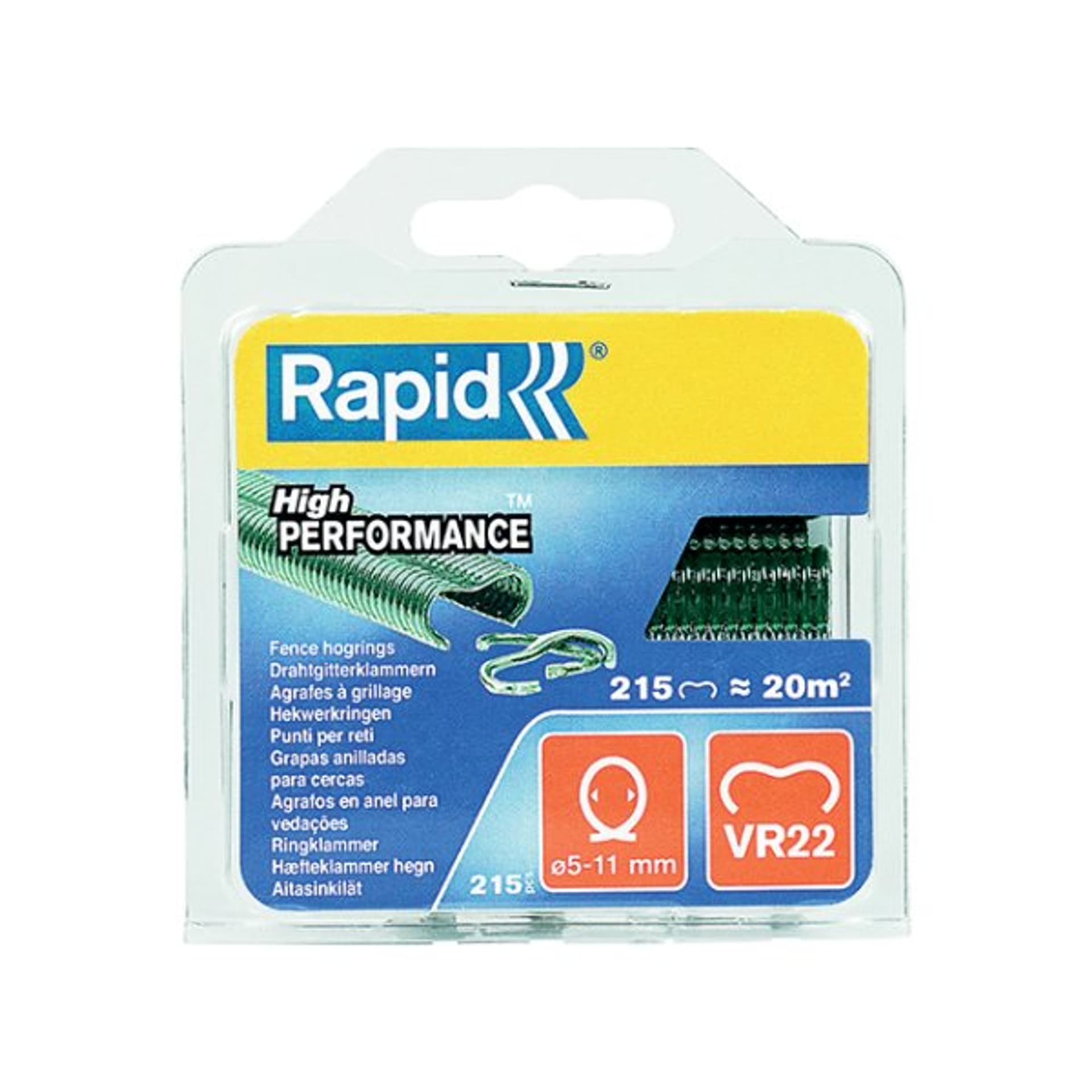 

Zszywki zaciskowe do ogrodzenia Rapid VR22, zielone - opakowanie 215 szt.
