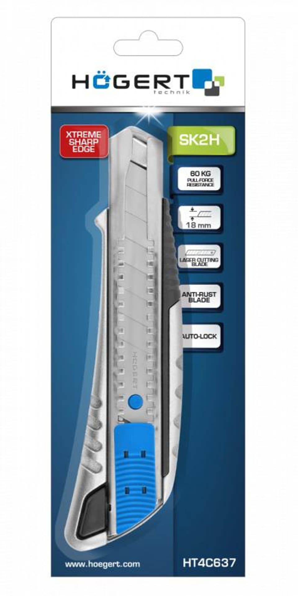 

Hoegert HT4C637 Nożyk z ostrzem łamanym 18 mm ALU max 60 kg