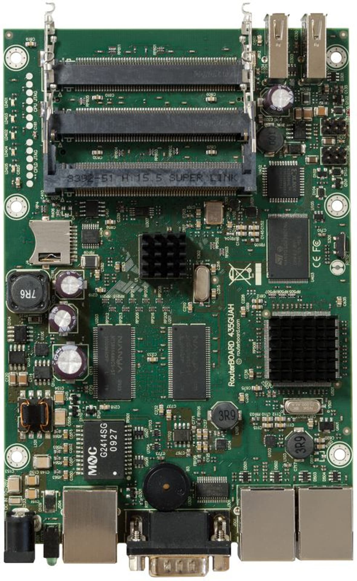 

MIKROTIK RB435G ROUTERBOARD 680MHZ, 256MHZ, 3XGE, 5XMINIPCI, 1XMICROSD, 2XUSB, 1XRS232, L5