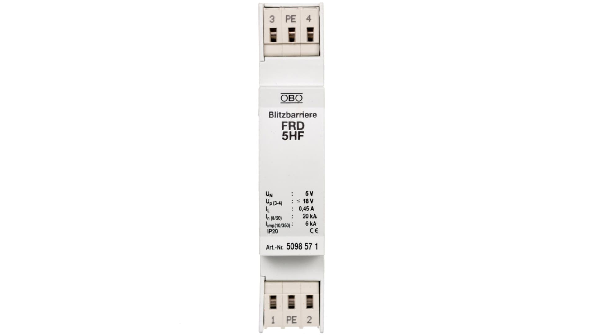 

Ogranicznik przepięć dla systemów dwużyłowych 4VAC/6VDC 9kA 18kV FRD 5 HF 5098571