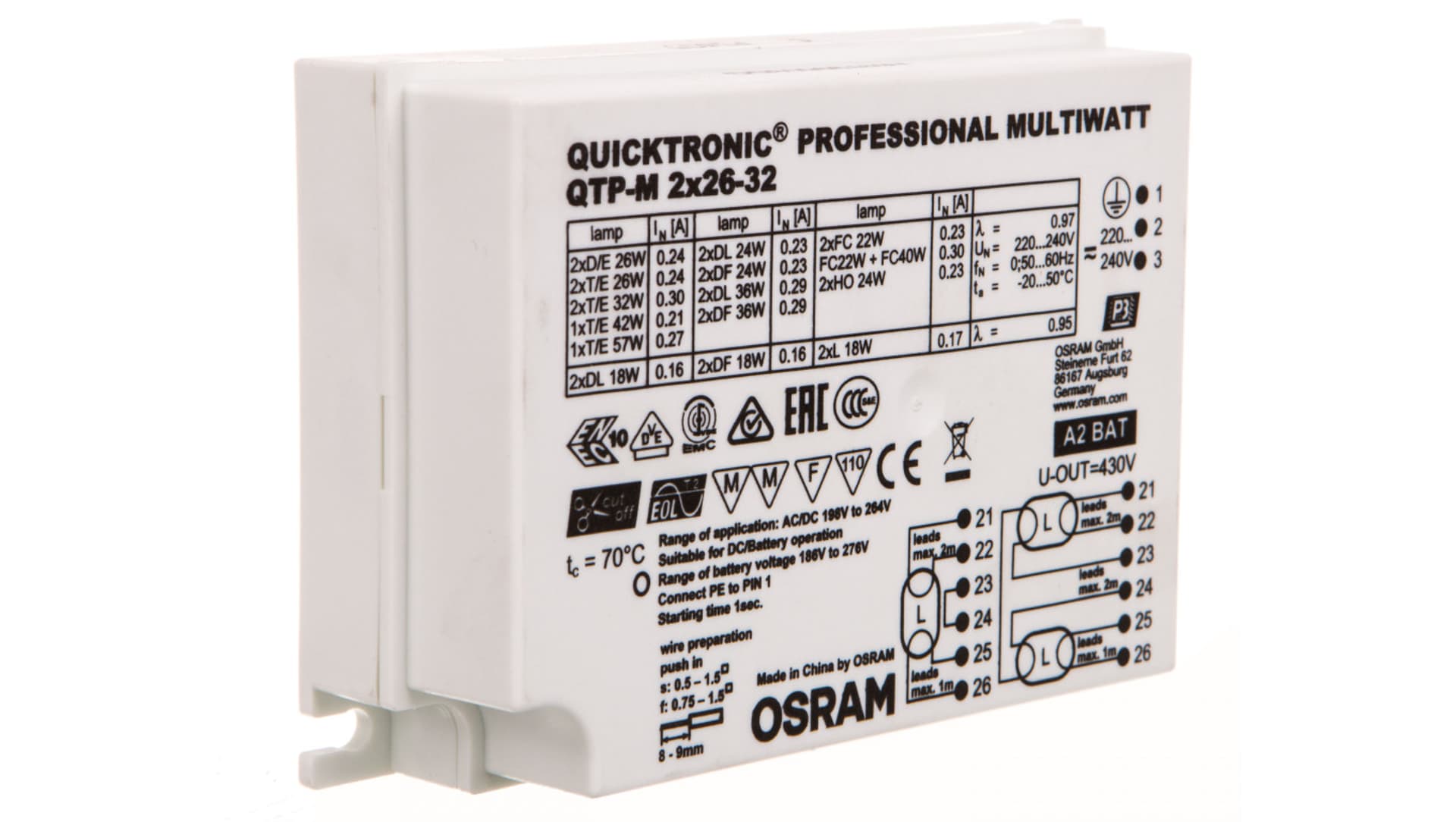 

Statecznik elektroniczny 2x26-32W 230-240V QTP-M 4008321329158