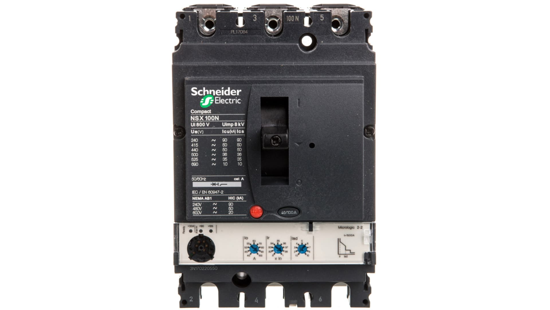 

Wyłącznik mocy 100A 3P 50kA Compact NSX100N Micrologic 2.2 LV429795