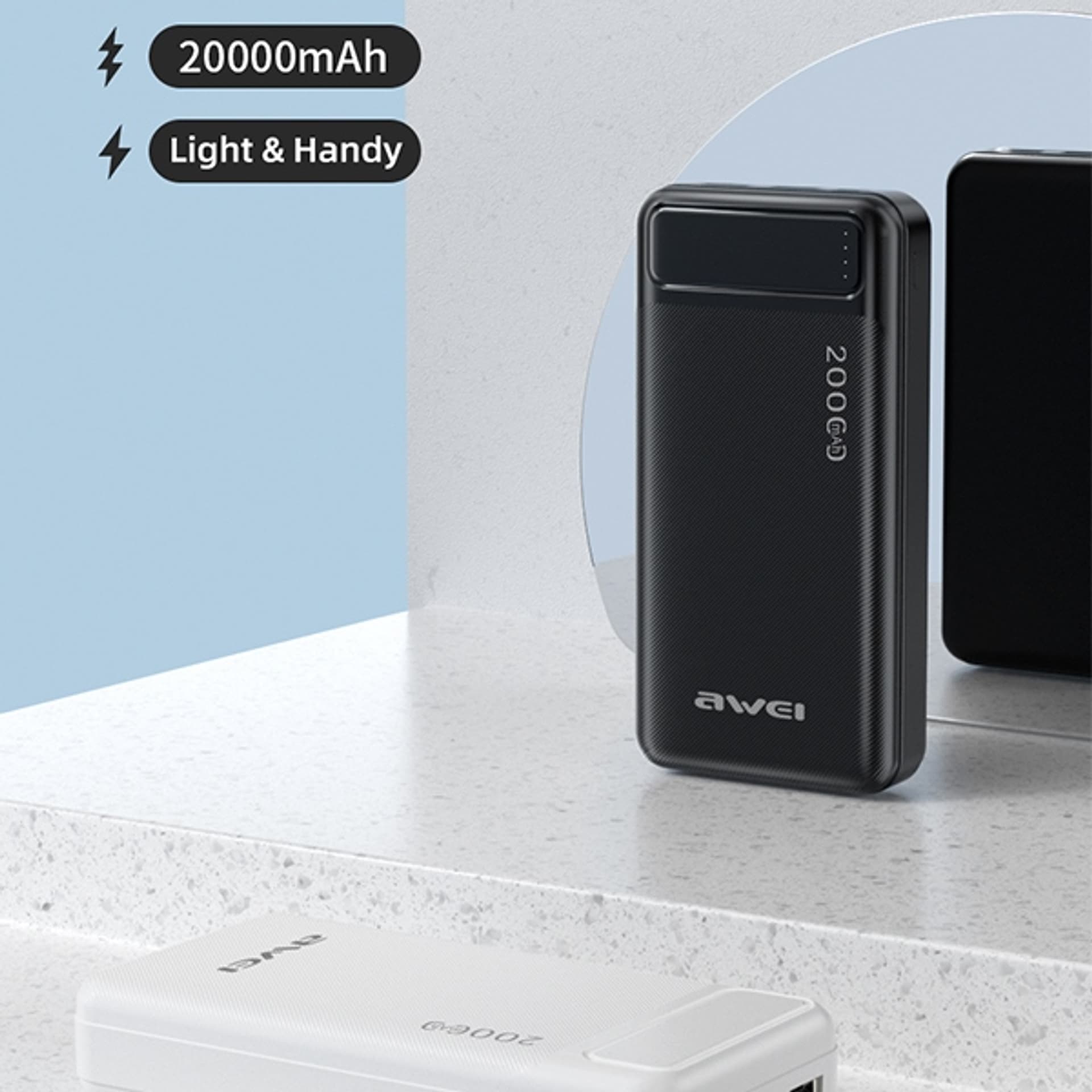 

AWEI PowerBank P6K 20000mAh czarny/black 2xUSB/PD/Micro-USB