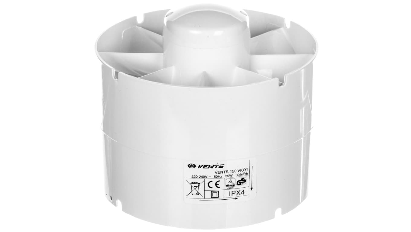 

Wentylator kanałowy fi 150 230V 30W 305m3/h 40dB o przepływie mieszanym standard biały 150VKO1