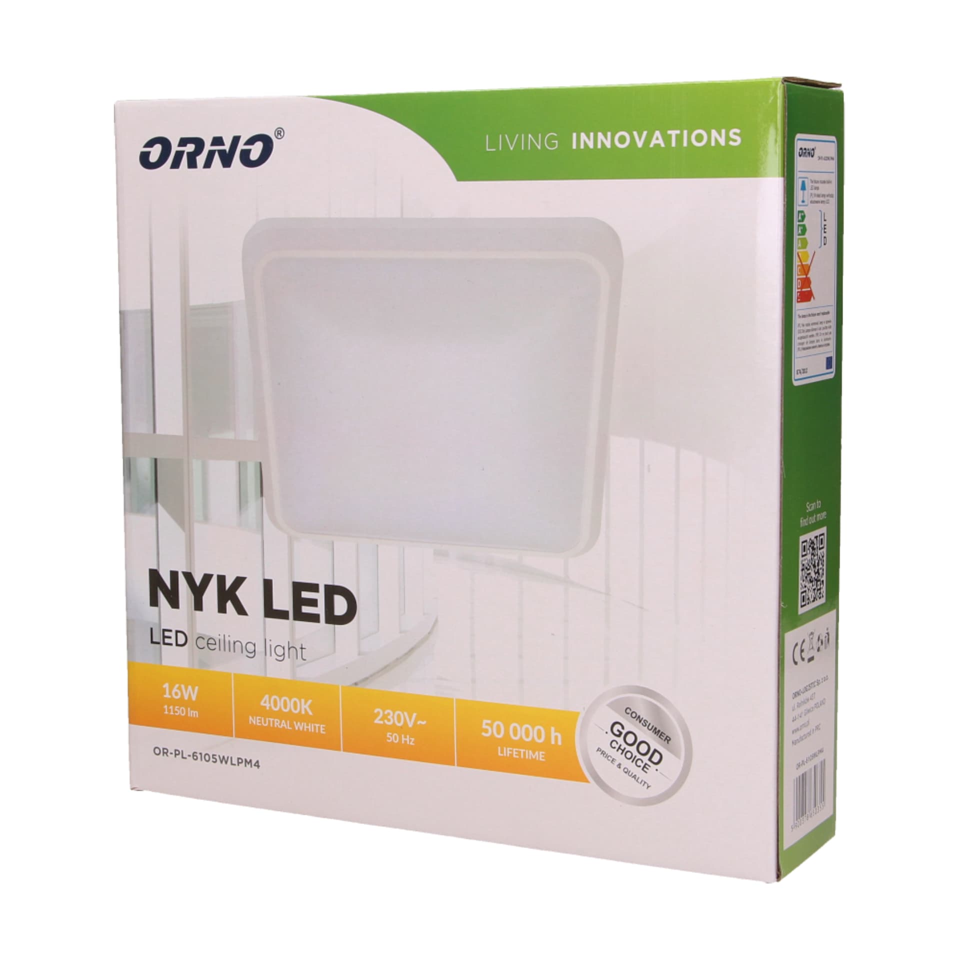 

NYK LED 16W, plafon oświetleniowy, 1150lm, 4000K, poliwęglan mleczny, biały