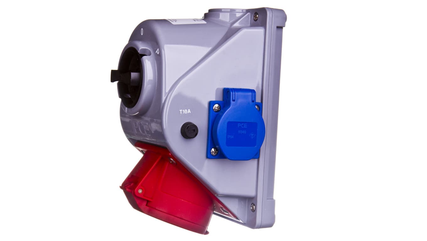 

Gniazdo stałe z wyłącznikiem L-0-P 32A 5P 400V + 2x 2P+Z 230V IP44 COMBO-POL 960625421W