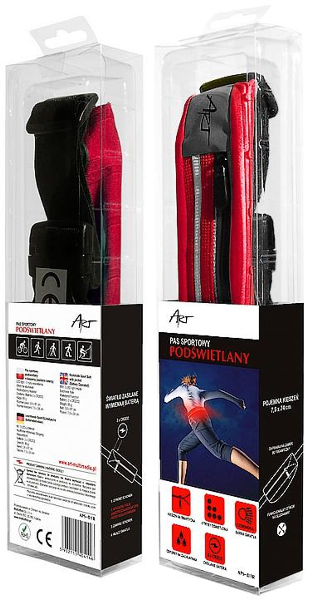 

PAS SPORTOWY PODŚWIETLANY z Kieszenią czerwony