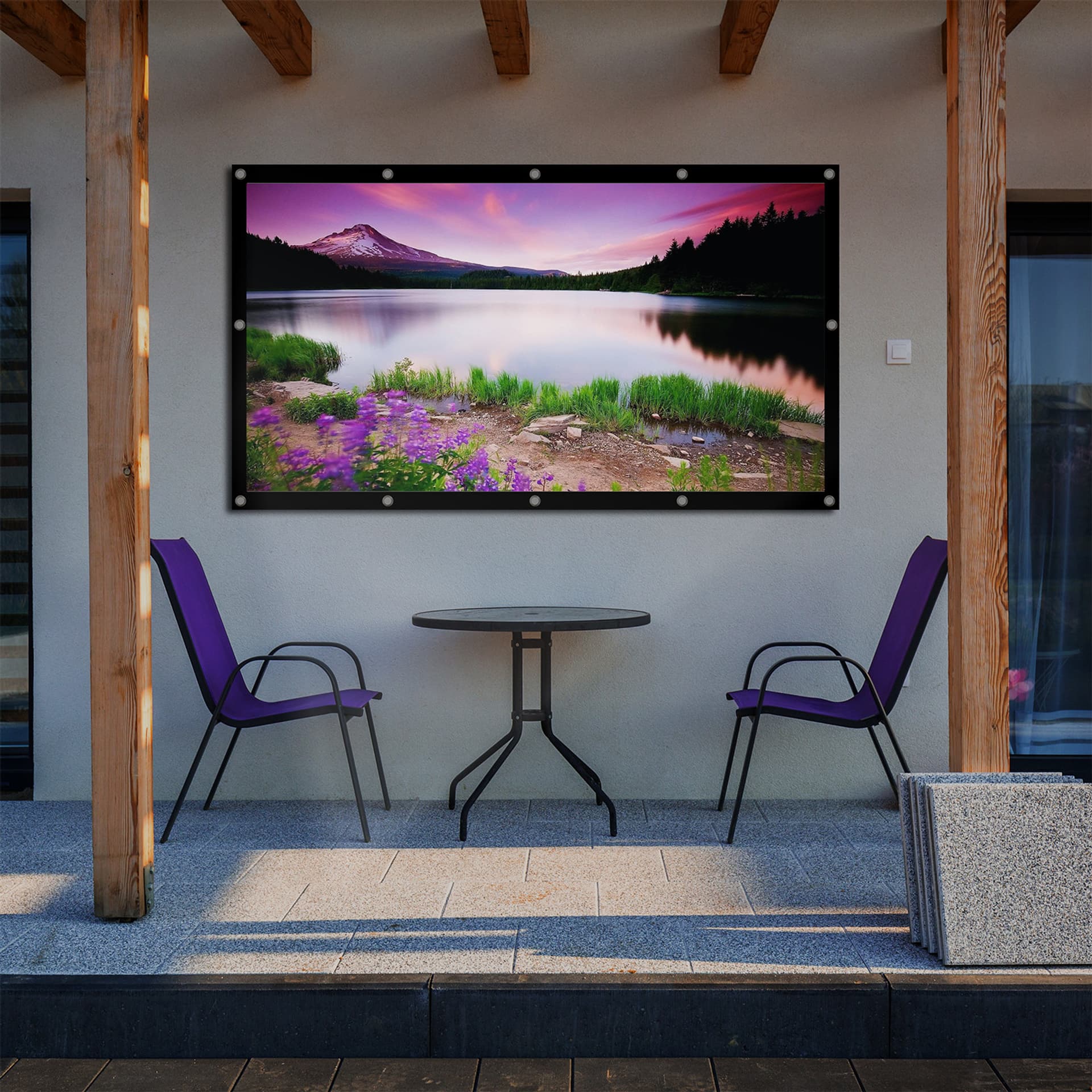 

Ekran projekcyjny Maclean, 120", 265x149cm, obramowanie 25mm 16:9, haczyki do naciągu, MC-982