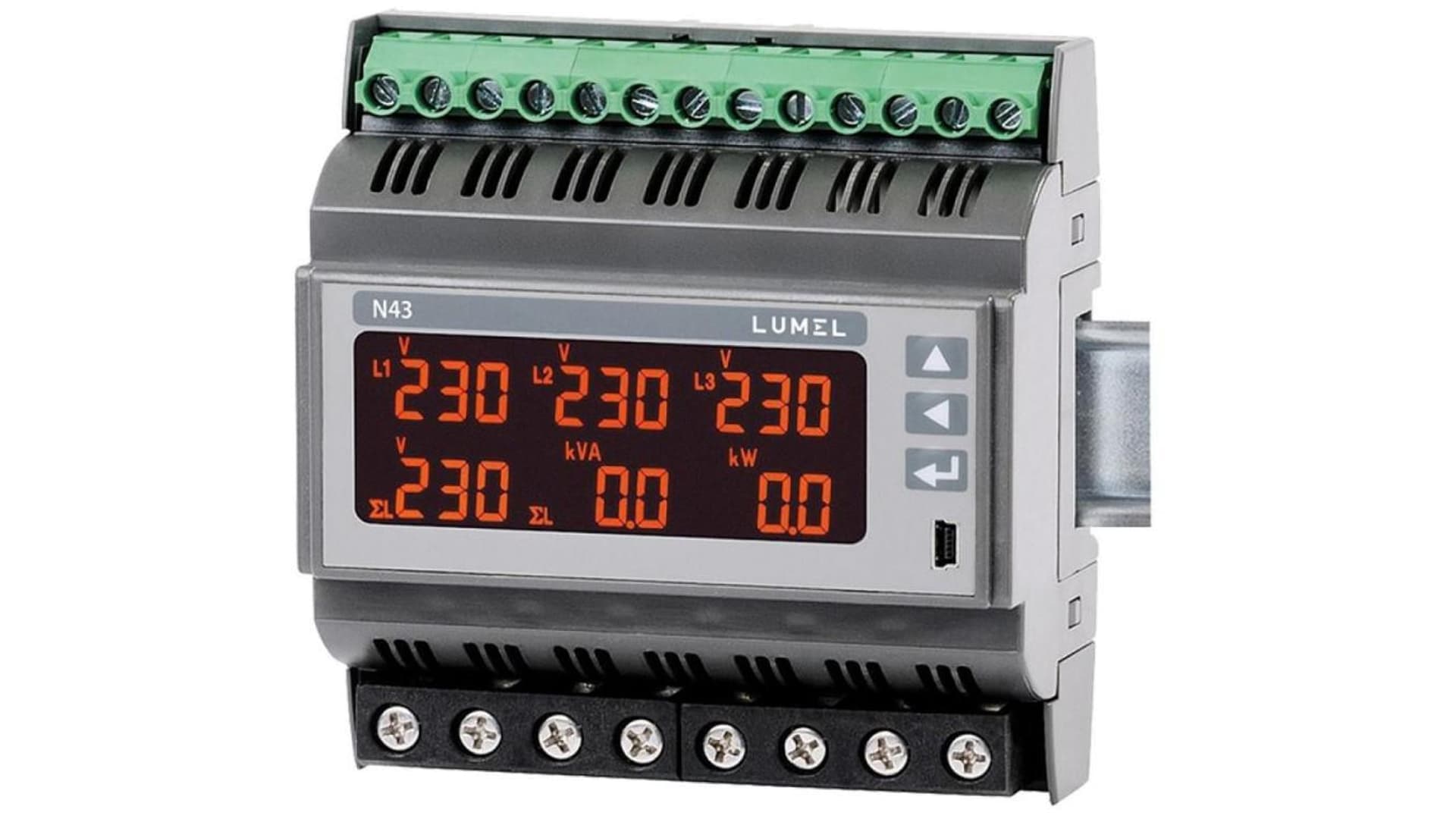 

Miernik sieci trójfazowej wej.I 1A/5A, X/1A, X/5A wej.U 3 X 230/400V zas. 85-253VAC 90-300VDC N43 12100M0
