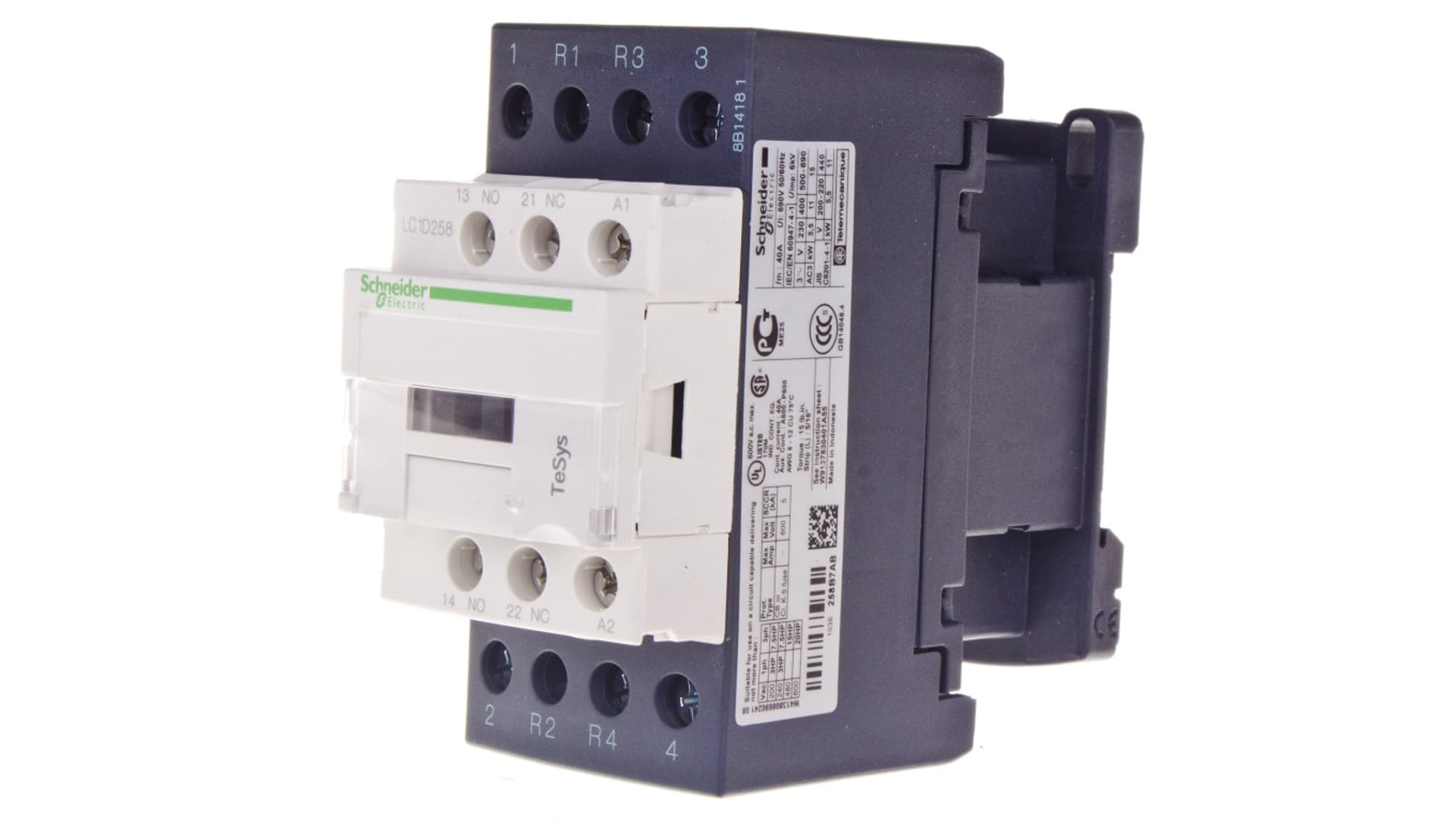 

Stycznik mocy 40A 4P 24V AC 1Z 1R LC1D258B7