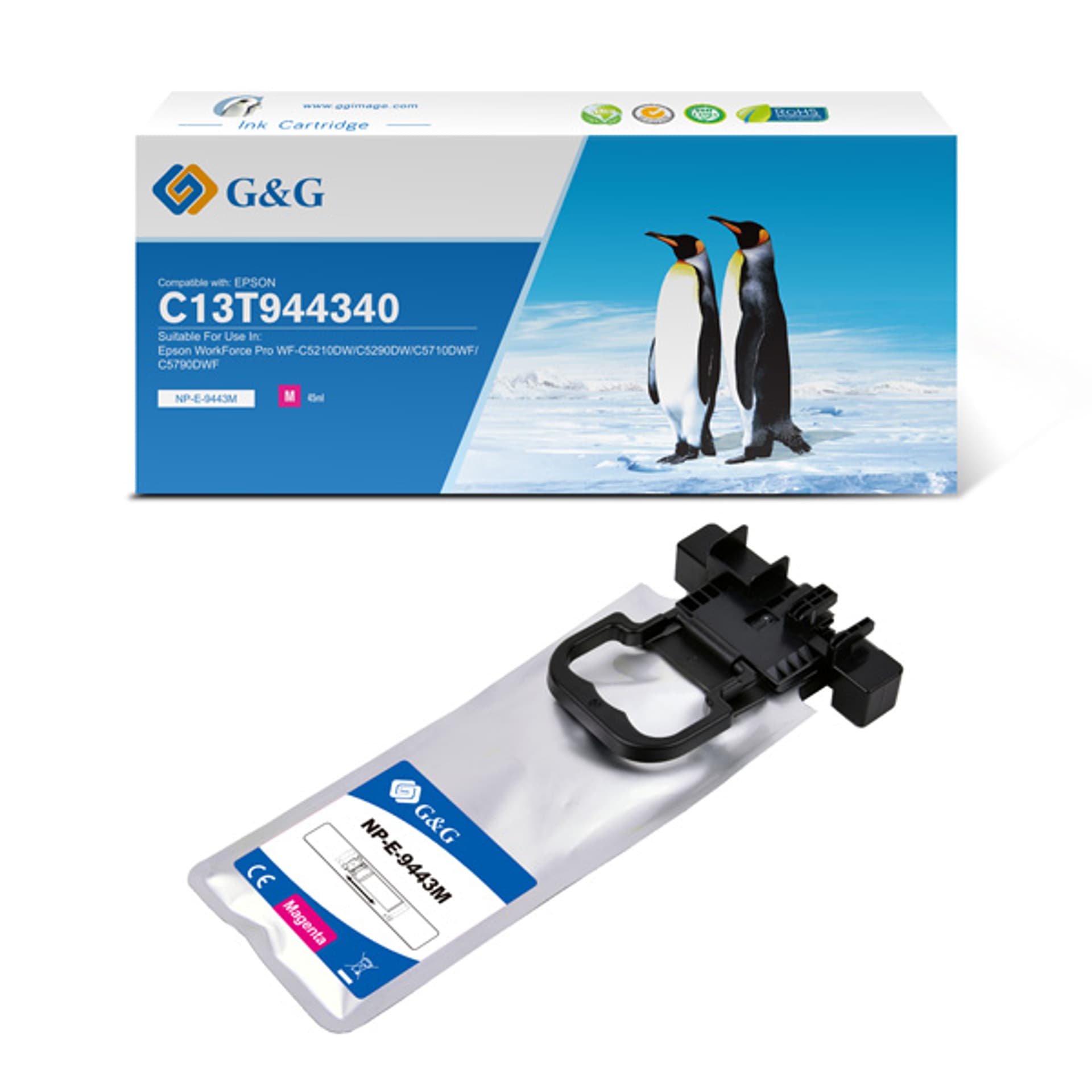 

G&G kompatybilny ink / tusz z C13T944340, magenta, 3000s, NP-E-9443M, dla Epson WF-C5210, C5290, C5710, C5790