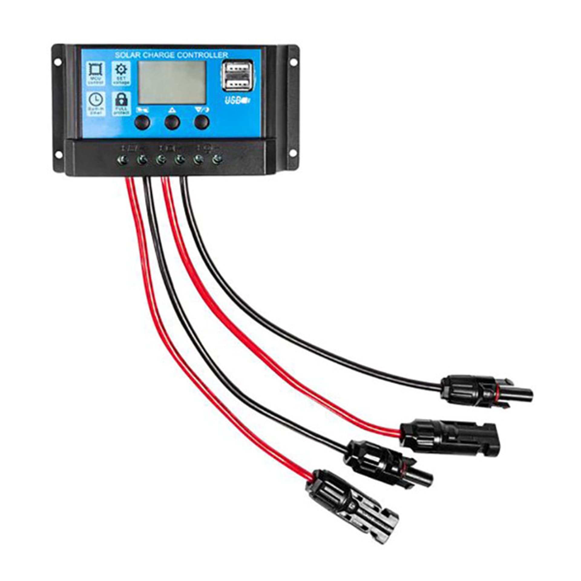 

Regulator solarny Kontroler ładowania PWM 10A 12/24V LCD 2xUSB NEO 90-145