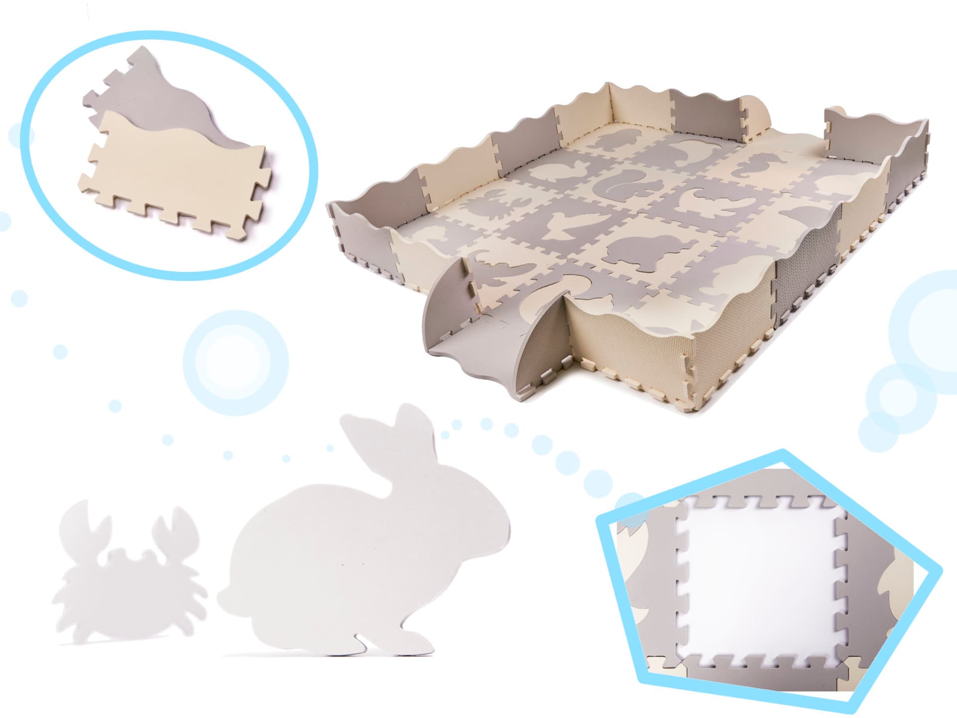 

Puzzle piankowe mata kojec dla dzieci 36 elementów szary-ecru