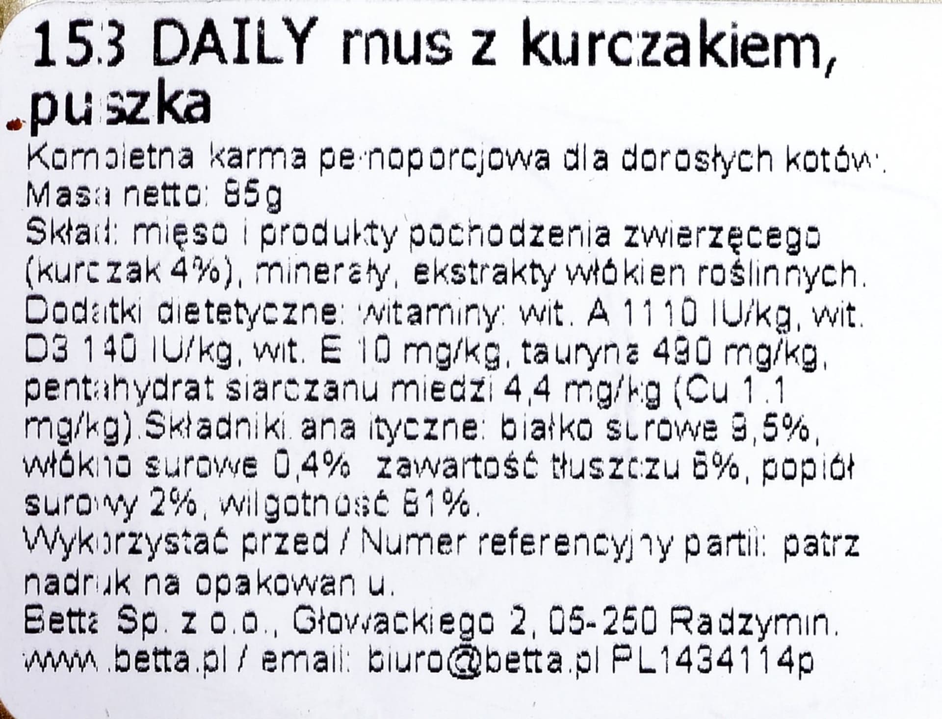 

ALMO NATURE Daily Menu Mus z kurczakiem- puszka 85g