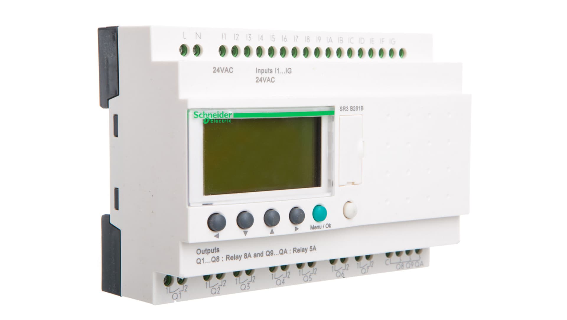 

Przekaźnik inteligentny modułowy Zelio Logic - 24 we/wy - 24 V AC - zegar - wyświetlacz SR3B261B