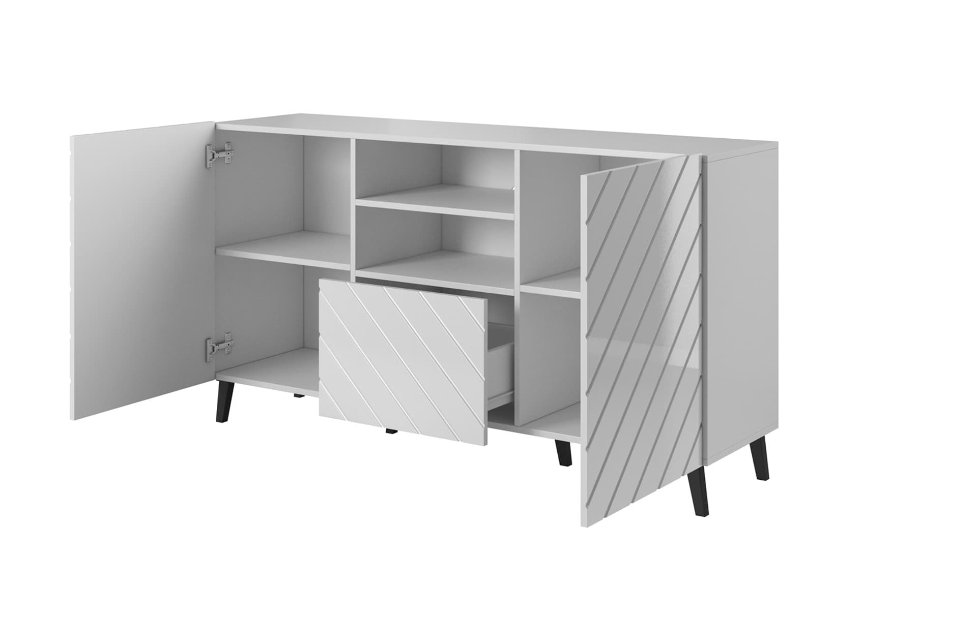 

Komoda ABETO 150x42x82 biały/biały połysk