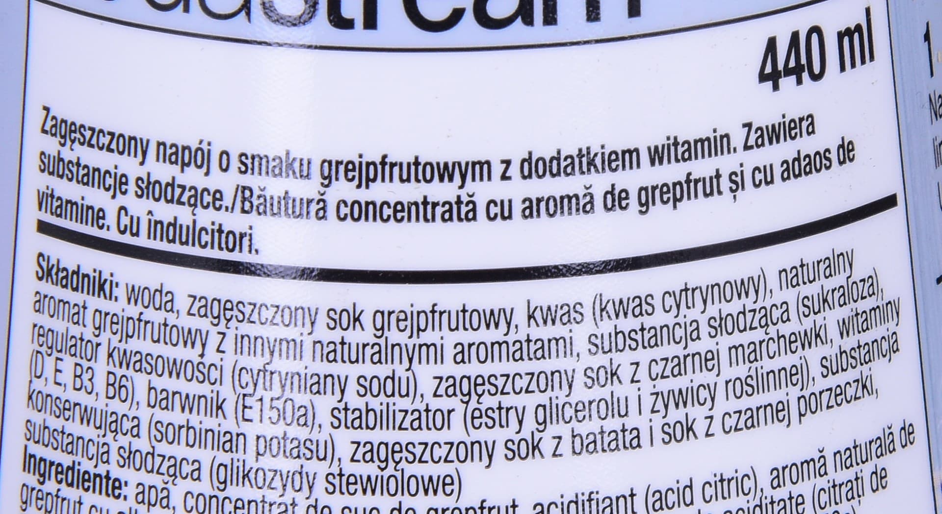 

Syrop różowy grejpfrut ZERO 440ML