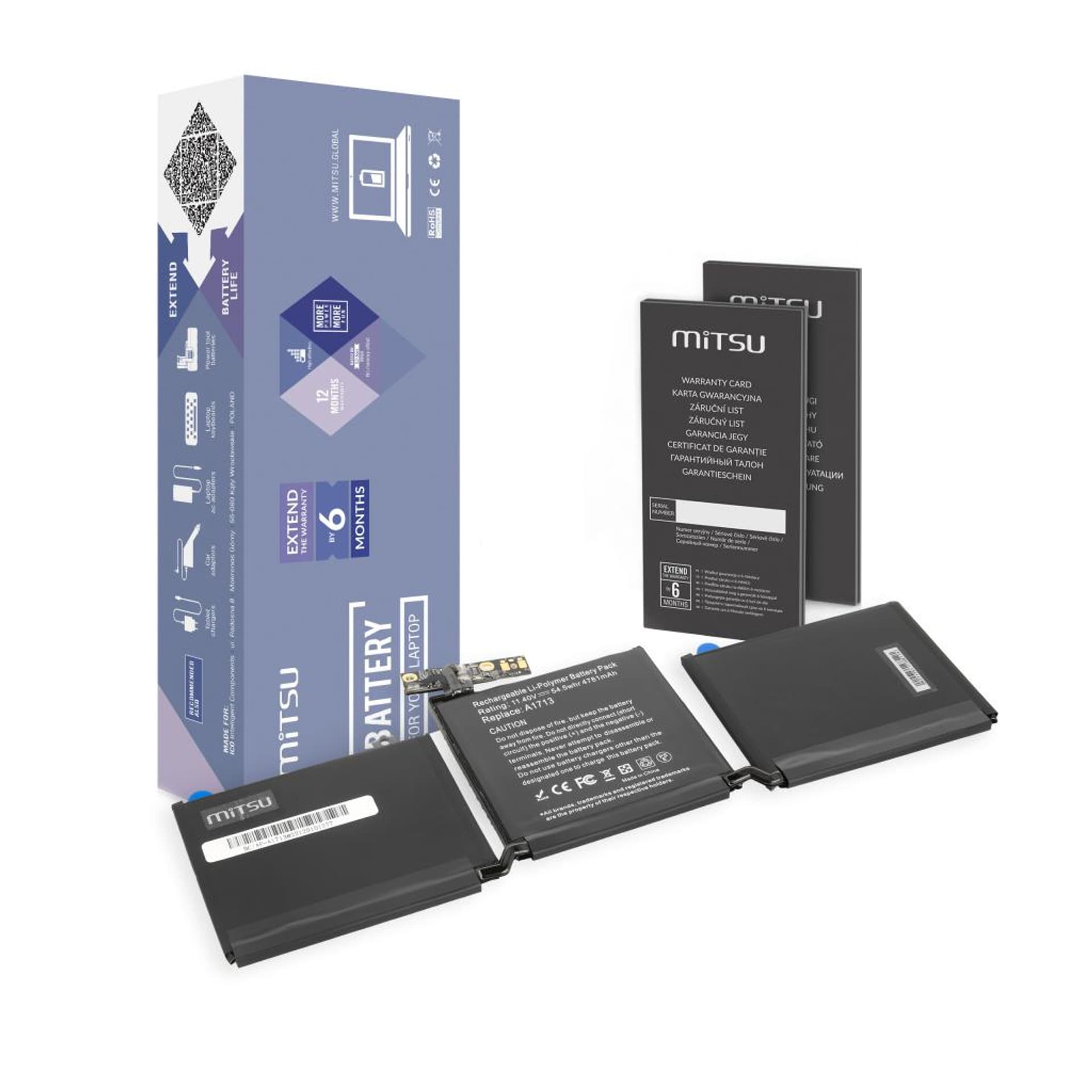 

Bateria Mitsu do Apple MacBook Pro 13 A1708 (A1713)
