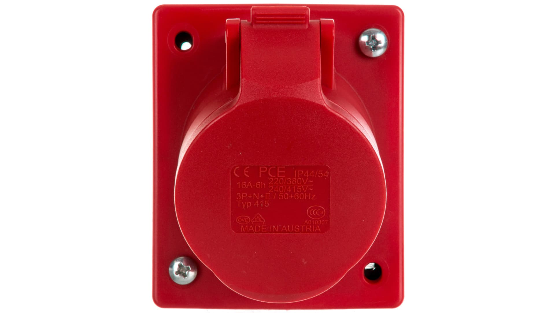 

Gniazdo tablicowe skośne 16A 5P 400V czerwone IP44 /z puszką/ 415-6p