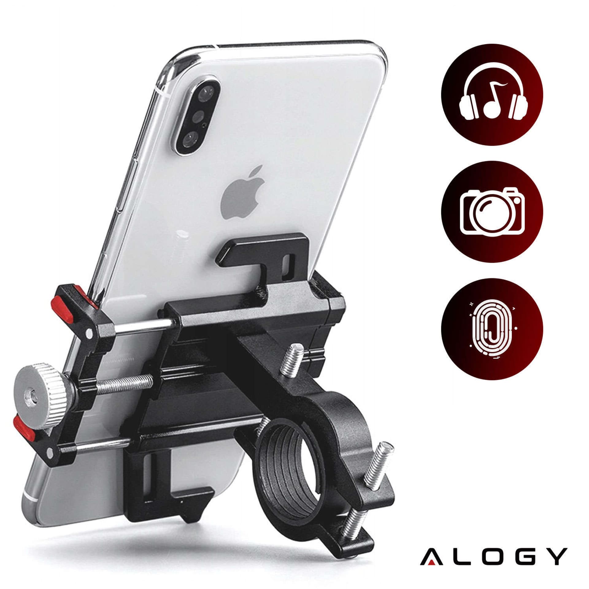 

Uchwyt rowerowy na kierownicę Alogy Bike Phone Holder do telefonu 55-95mm na rower motor hulajnogę Czarny