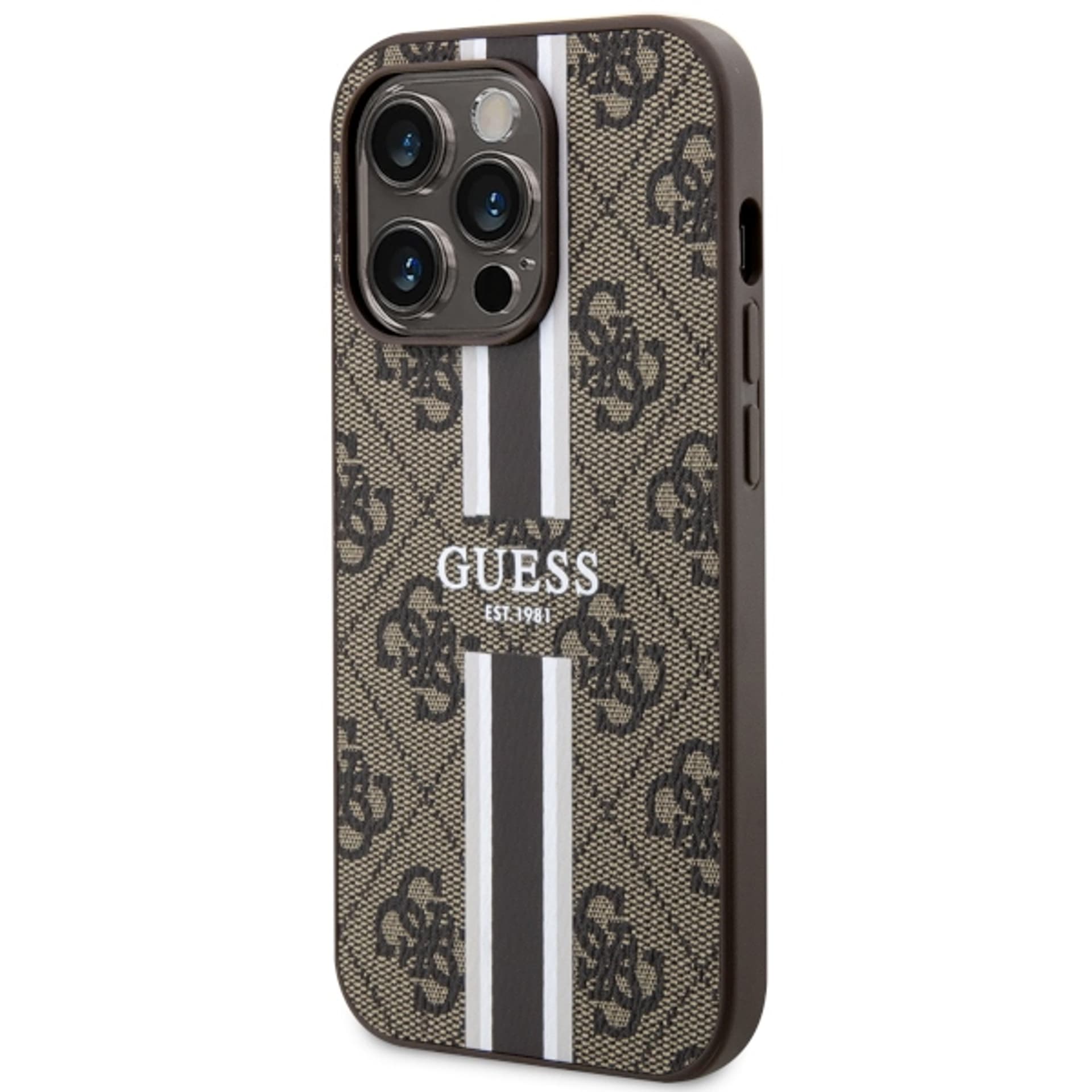 

Guess GUHMP14LP4RPSW iPhone 14 Pro 6.1" brązowy/brown hardcase 4G Printed Stripes MagSafe