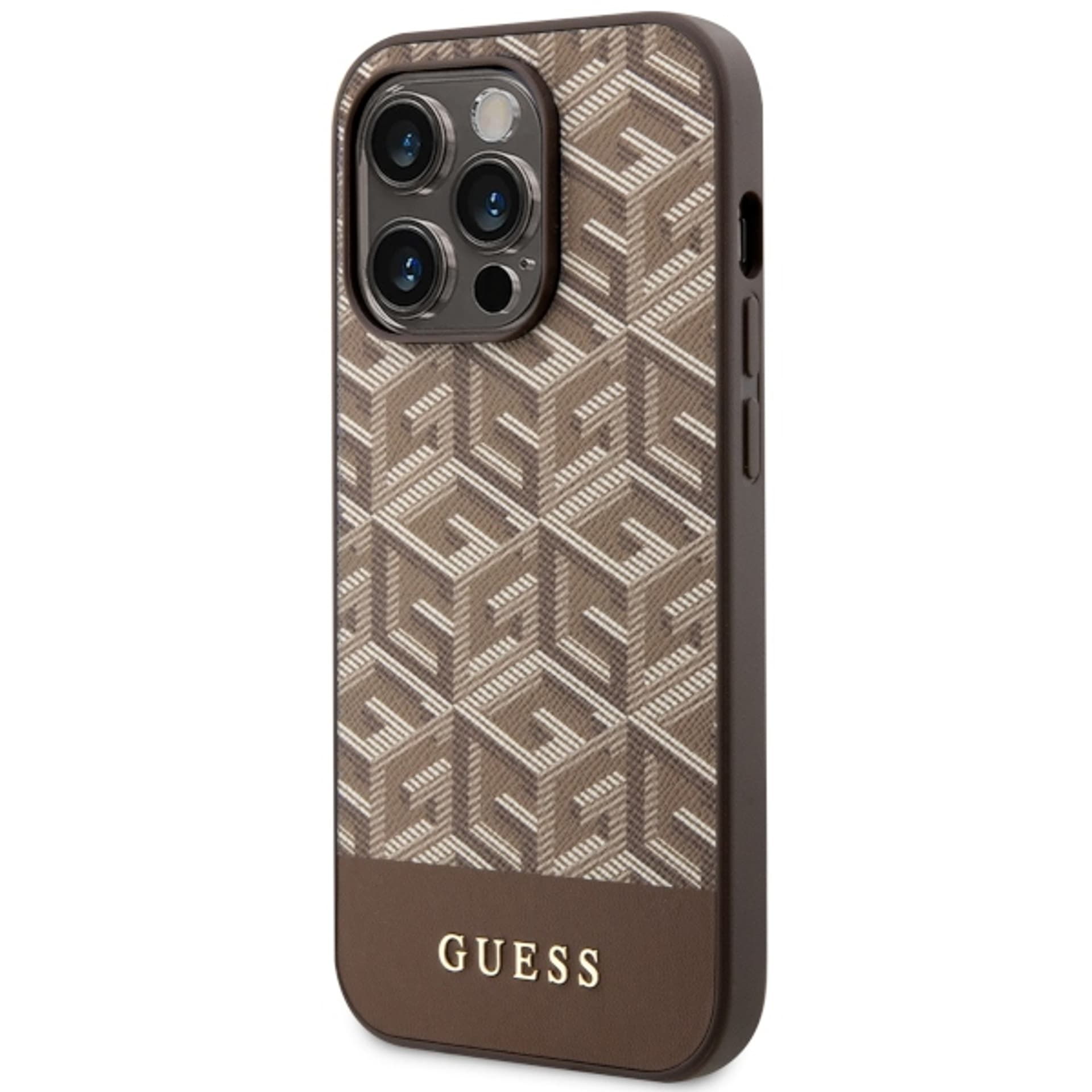

Guess GUHMP14XHGCFSEW iPhone 14 Pro Max 6.7" brązowy/brown hard case GCube Stripes MagSafe