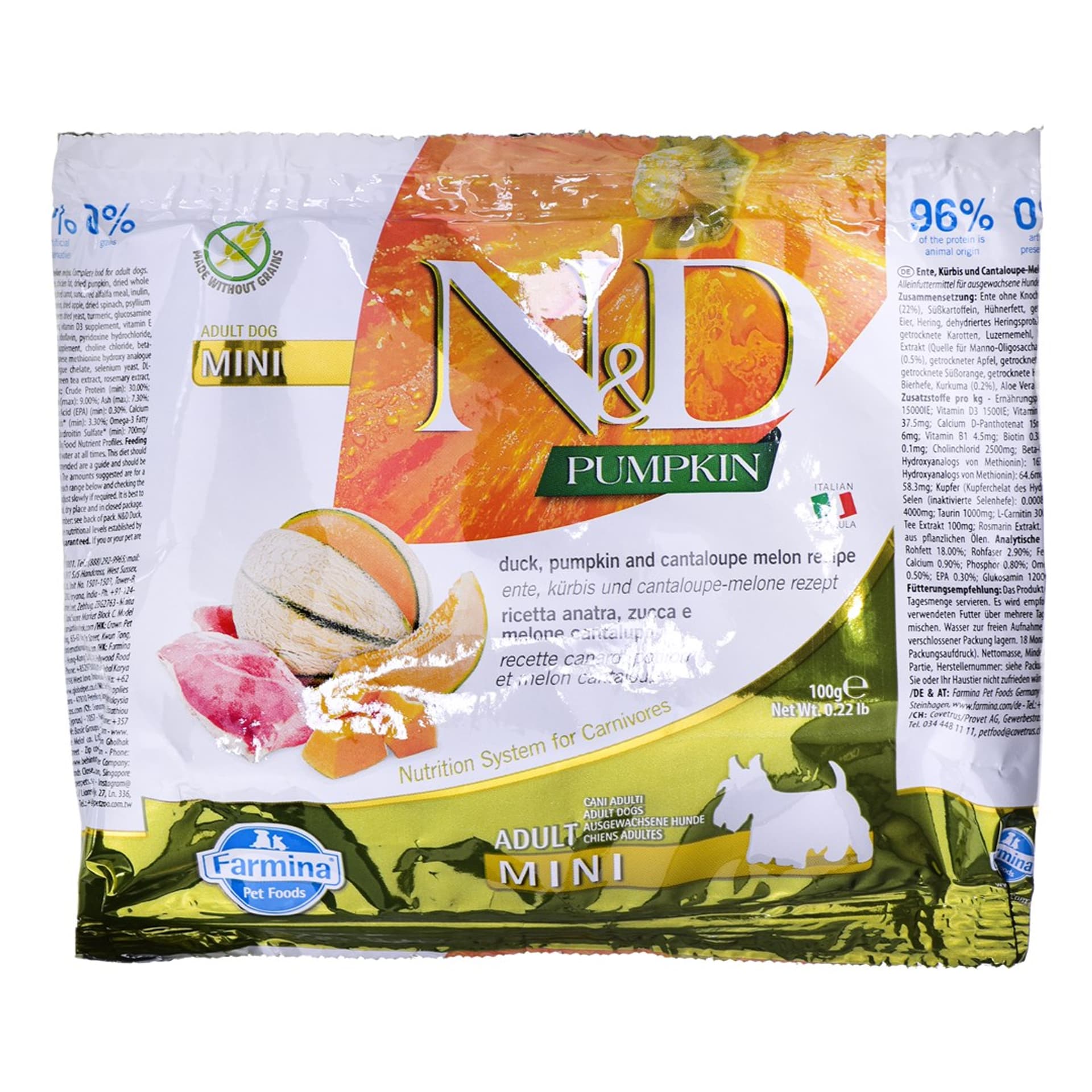 

FARMINA N&D PUMPKIN DUCK&CANTALOUPE ADULT MINI 100g