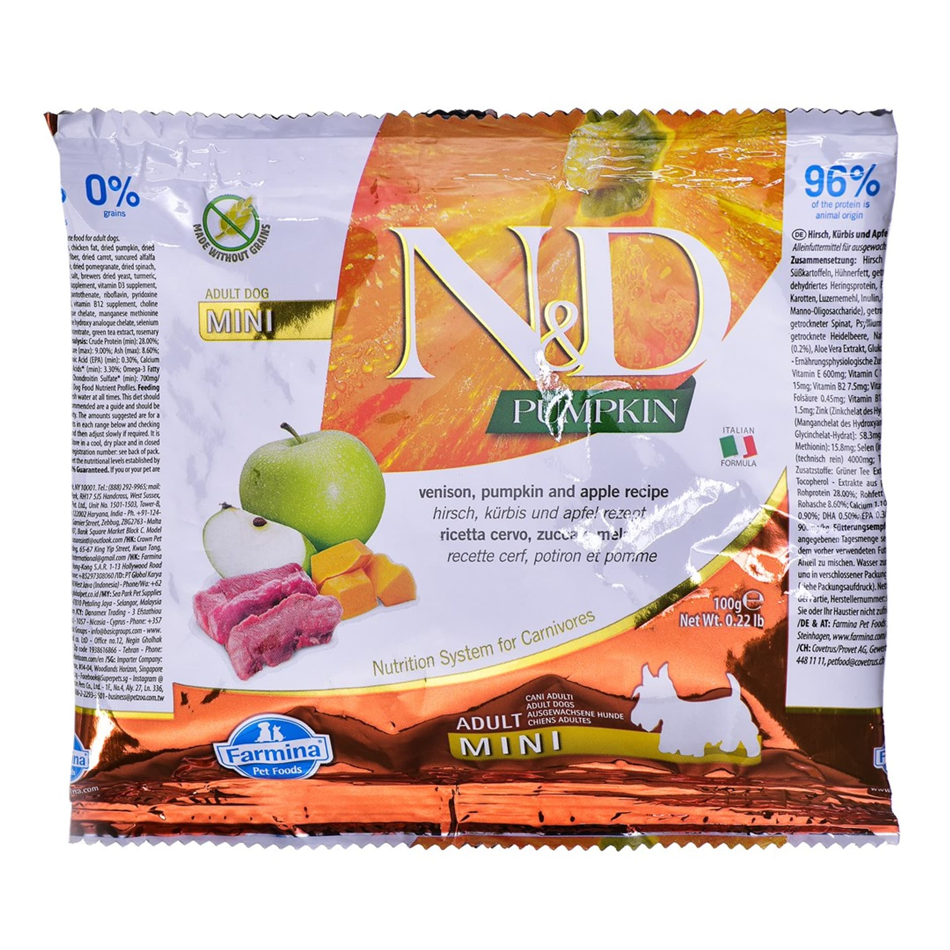 

FARMINA N&D PUMPKIN VENISON&APPLE ADULT MINI 100g