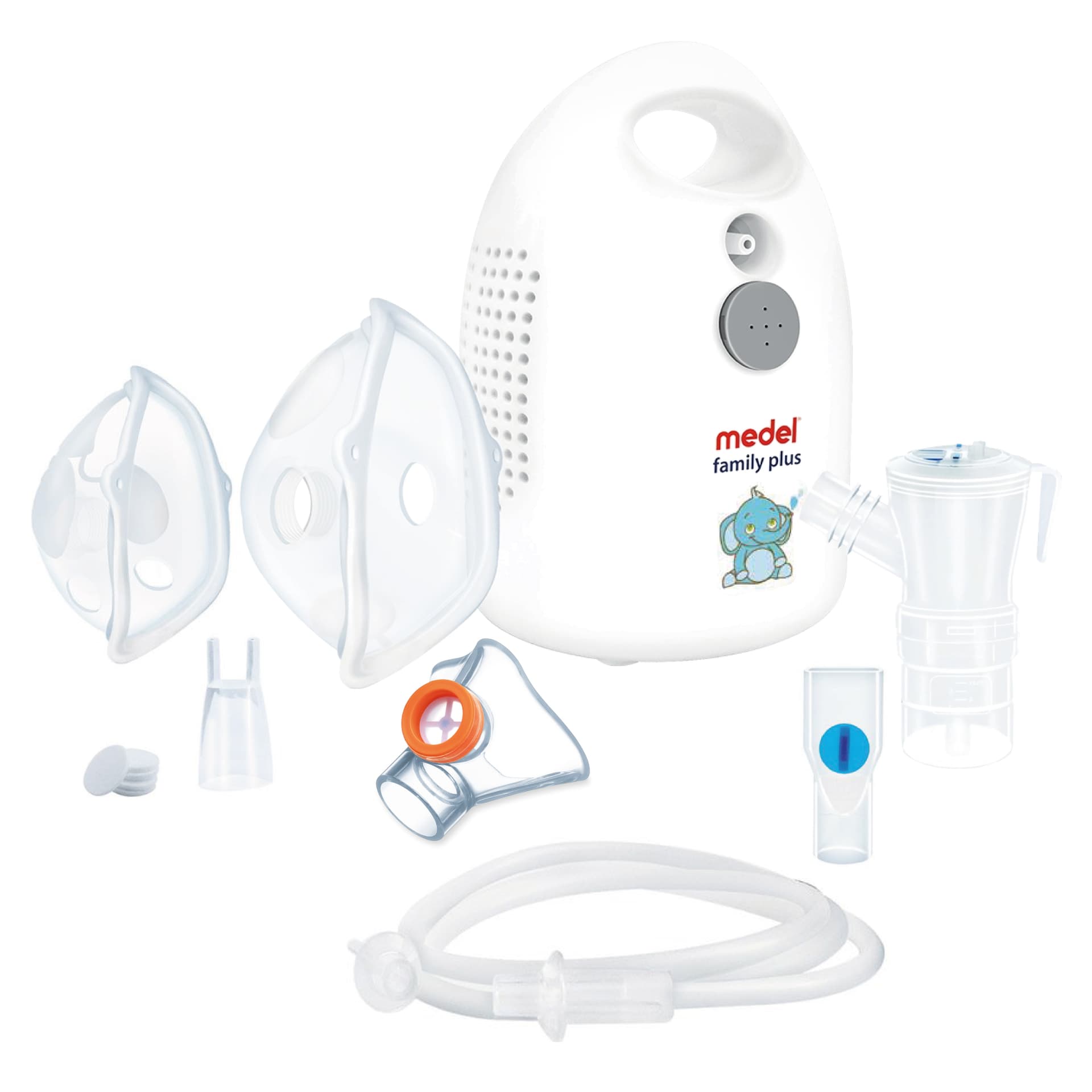 

MEDEL Family Plus Elefante Inhalator pneumatyczno-tłokowy dla dzieci z trzema maskami