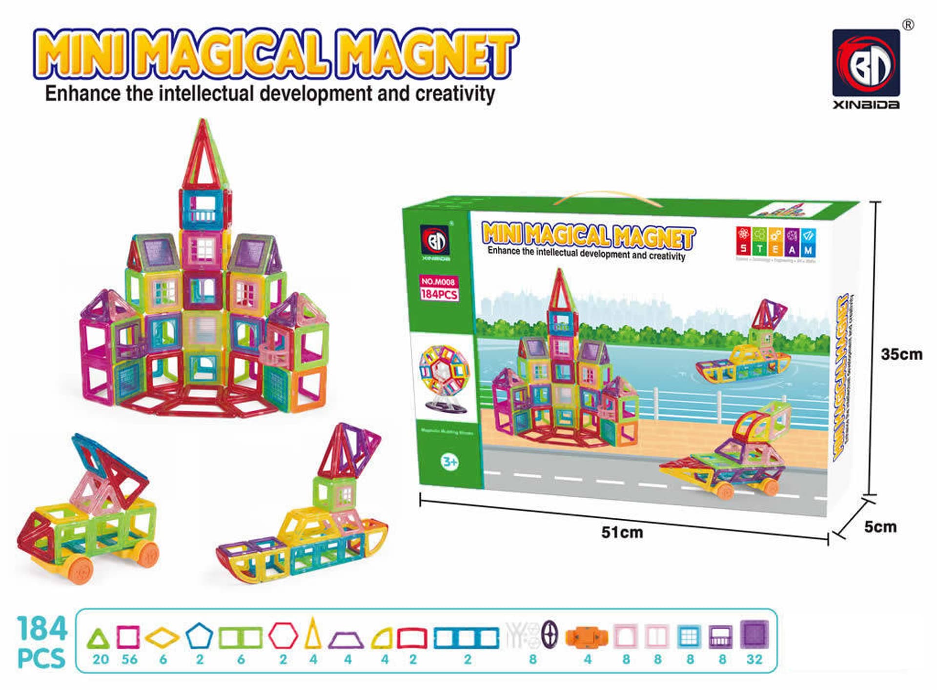 

Klocki magnetyczne 184 elementy