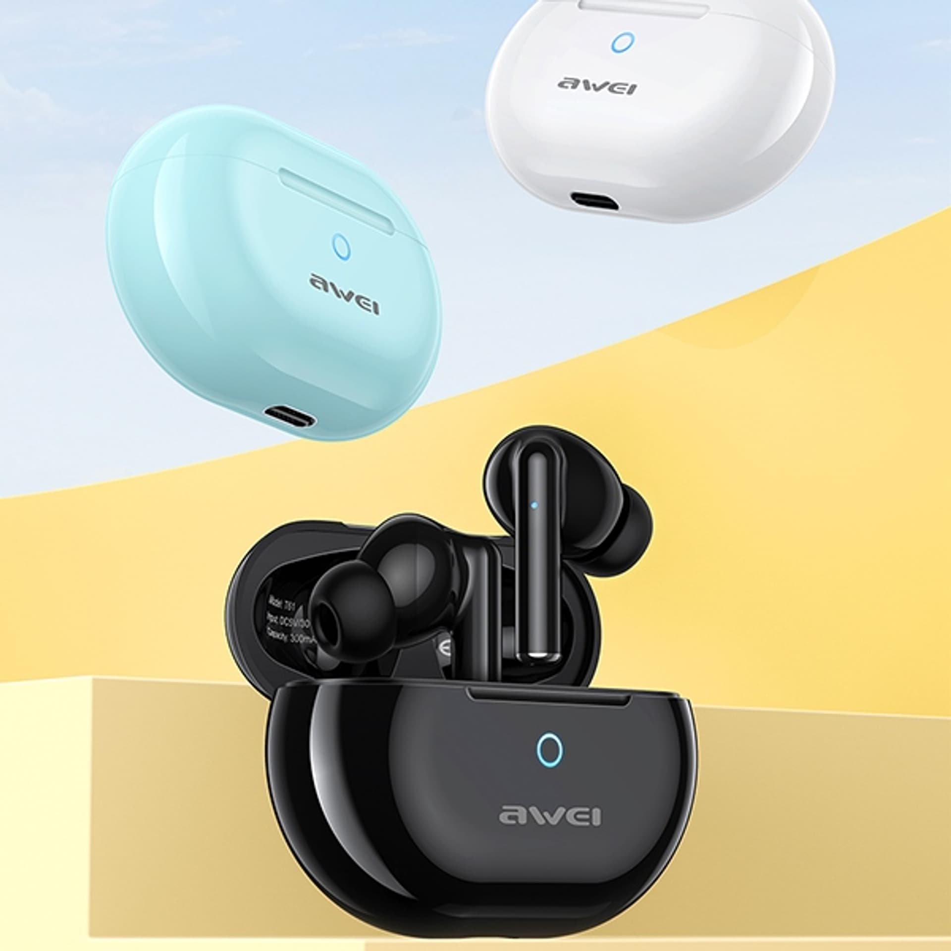 

AWEI słuchawki Bluetooth 5.3 T61 TWS + stacja dokująca czarny/black