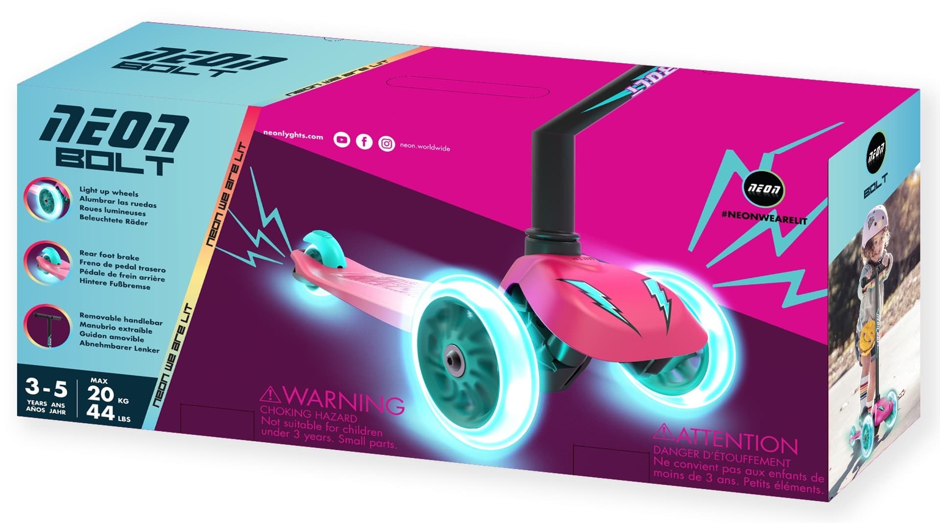 

Yvolution Hulajnoga NEON BOLT - różowy