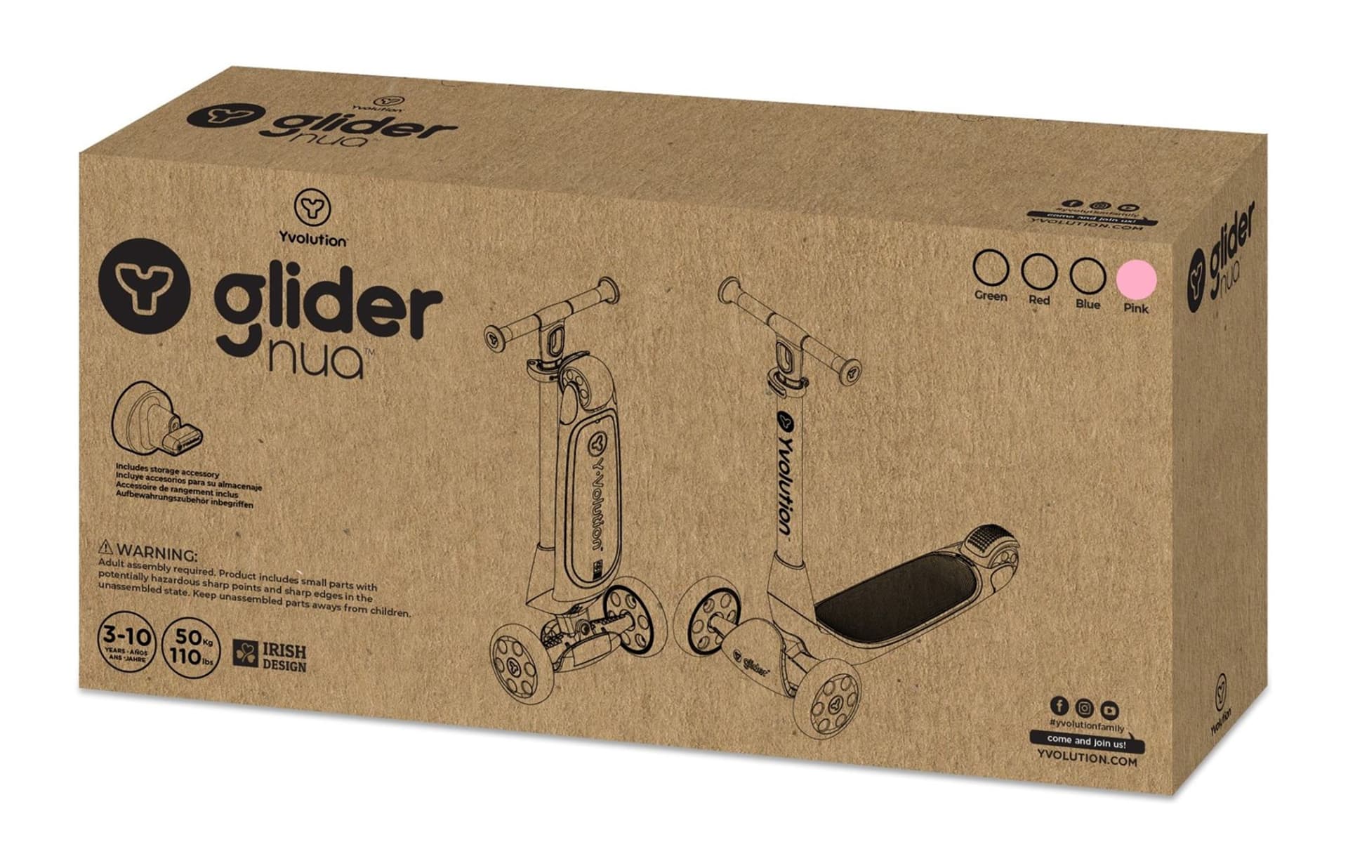 

Yvolution Hulajnoga GLIDER NUA - różowy ECO BOX