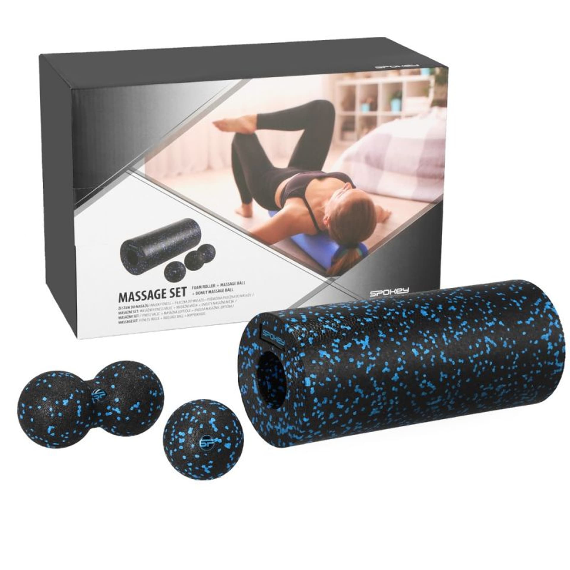 

Zestaw do masażu (wałek i dwie piłeczki) Spokey ROLL BALL (kolor Czarny)