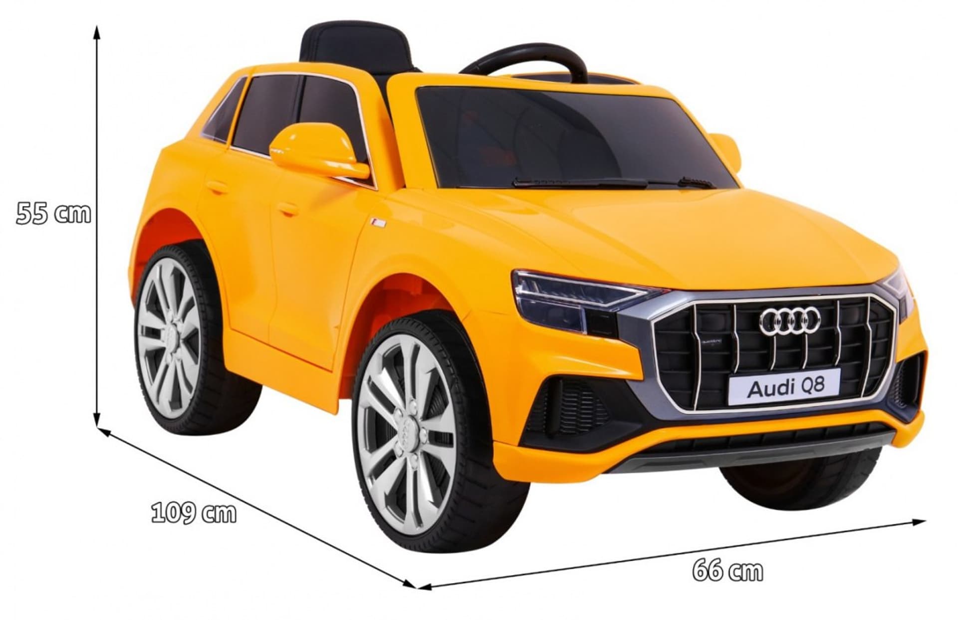 

Audi Q8 Lift na akumulator dla dzieci Żółty + Pilot + EVA + Wolny Start + MP3 USB + LED