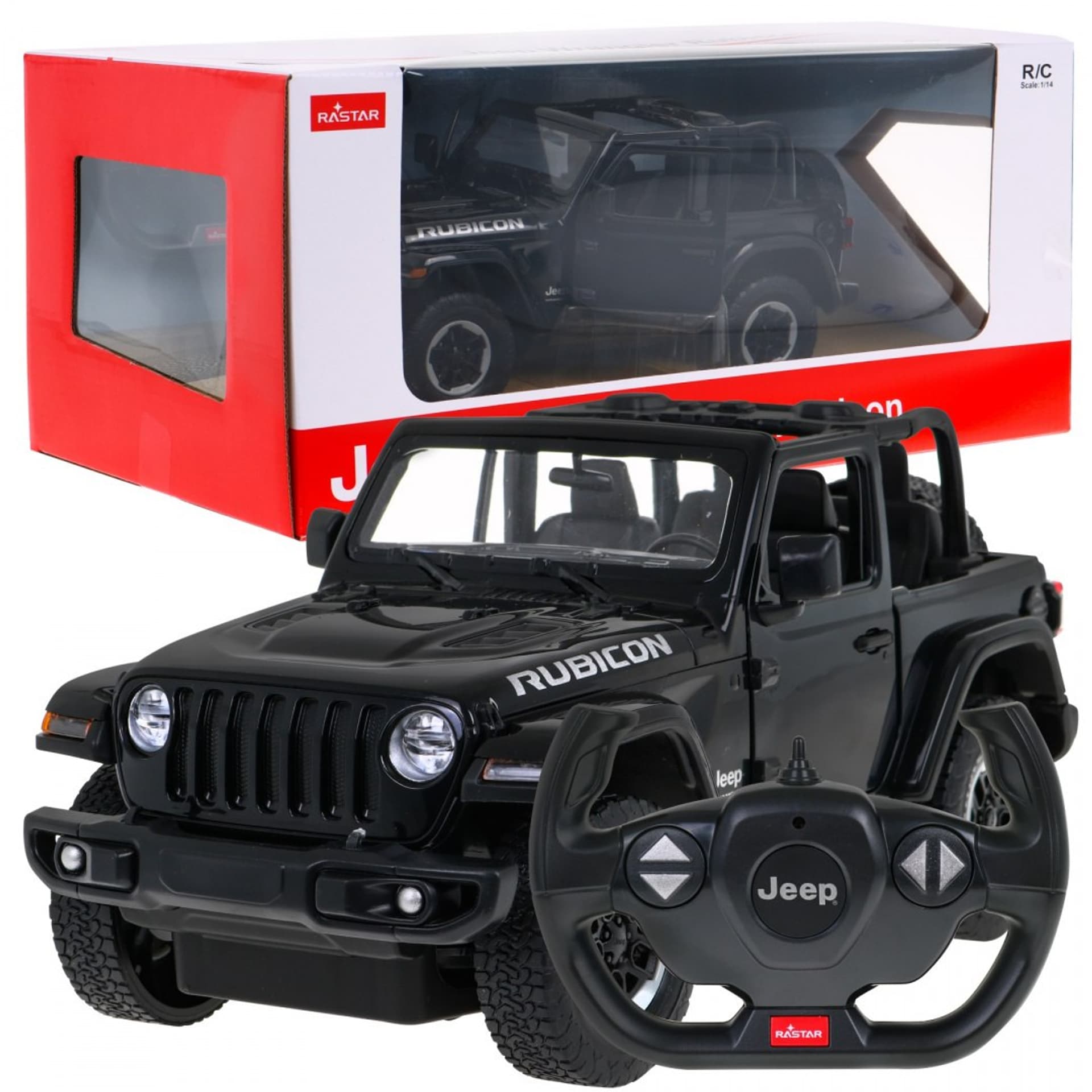 

Jeep Wrangler Rubicon czarny RASTAR model 1:14 Zdalnie sterowane auto + pilot 2,4 GHz
