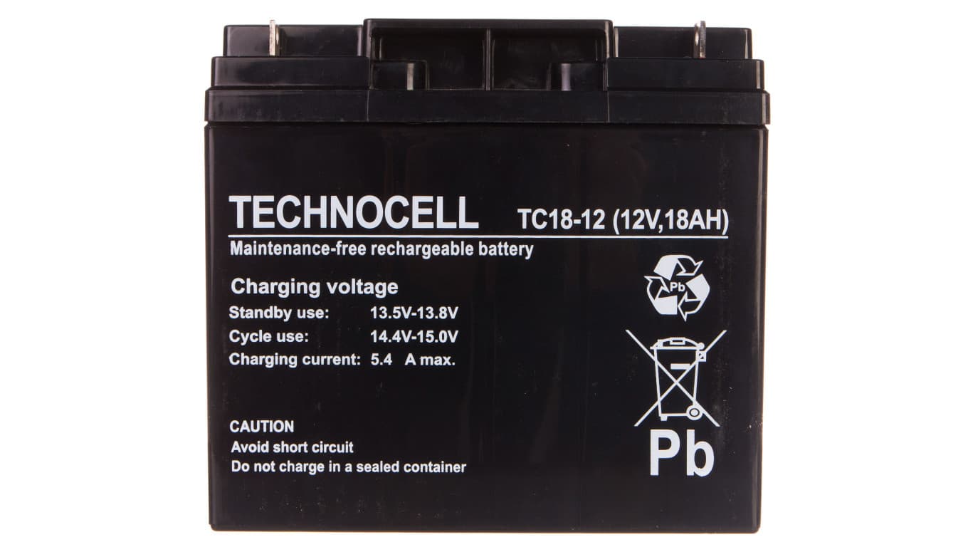 

Akumulator bezobsługowy AGM 18Ah 12V Technocell TC 18-12