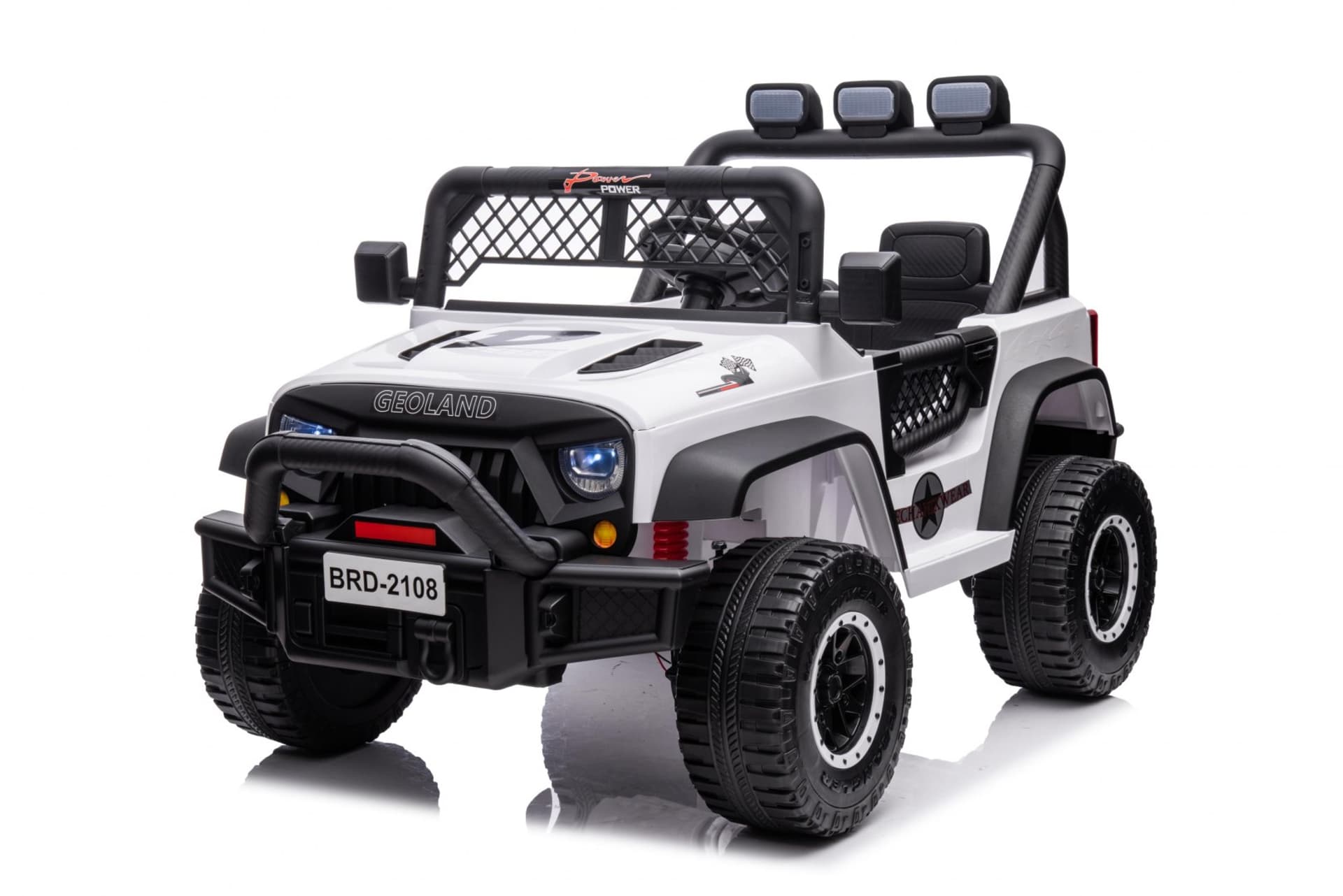 

Autko terenowe Geoland Power dla 2 dzieci Biały + Pilot + Silniki 2x200W + Bagażnik + Radio MP3 + LED