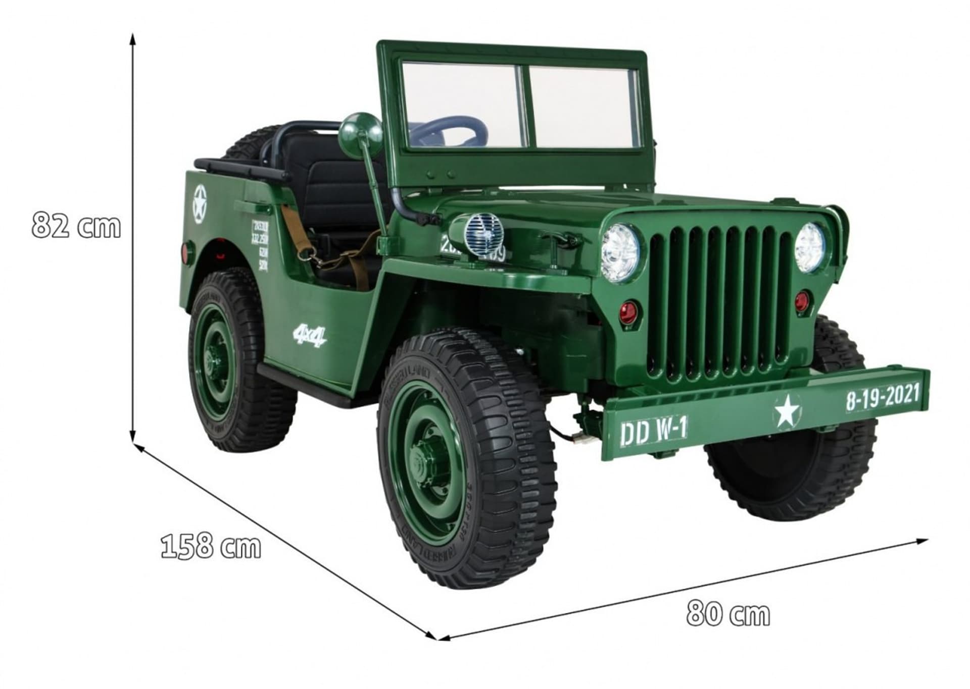 

Autko Wojskowe Retro dla 3 dzieci Zielony + Napęd 4x4 + Schowki + EVA + Wolny Start + MP3 LED