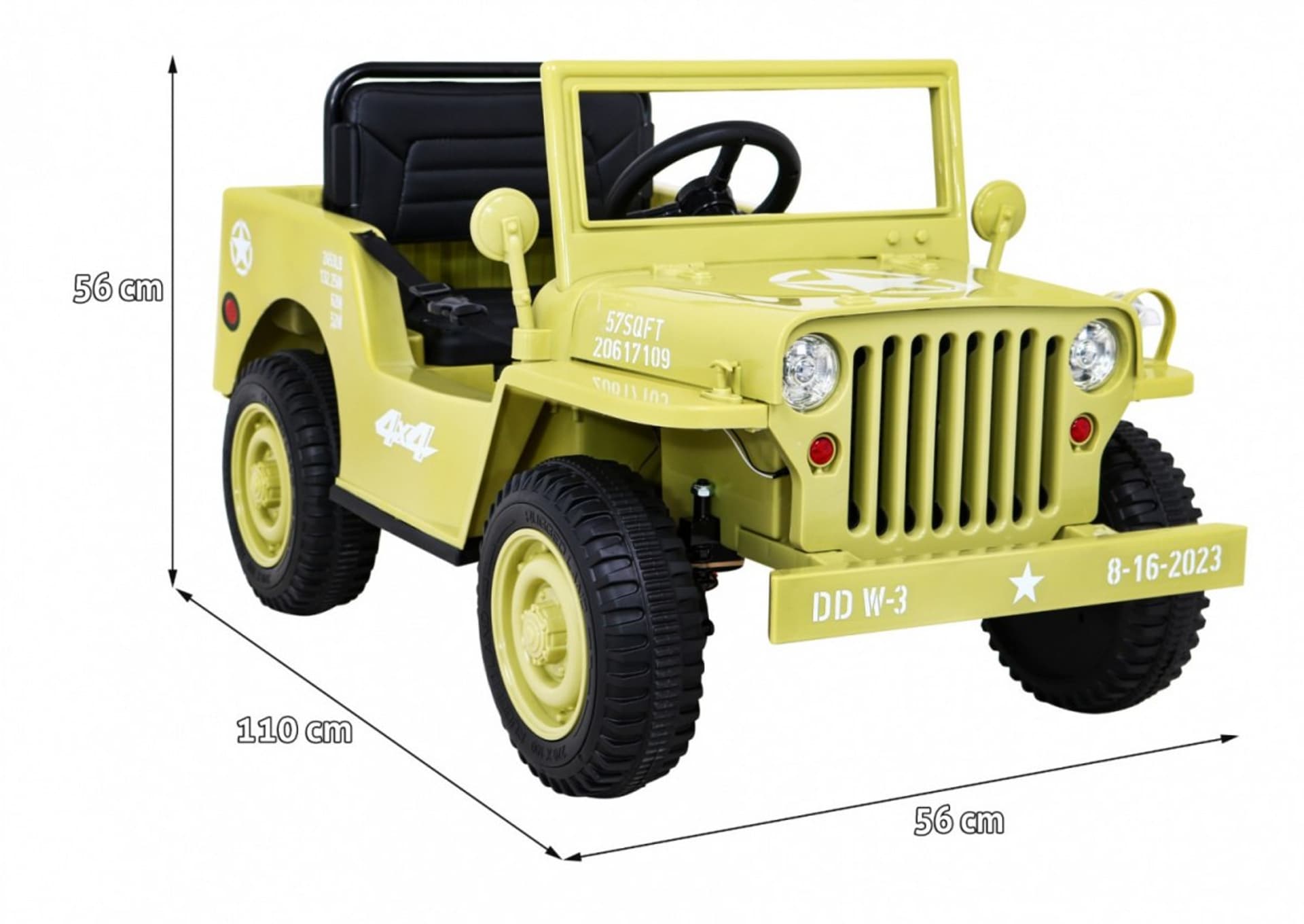 

Autko Wojskowe Retro dla dzieci Beżowy + Napęd 4x4 + Pilot + 2 Bagażniki + Wolny Start + MP3 LED