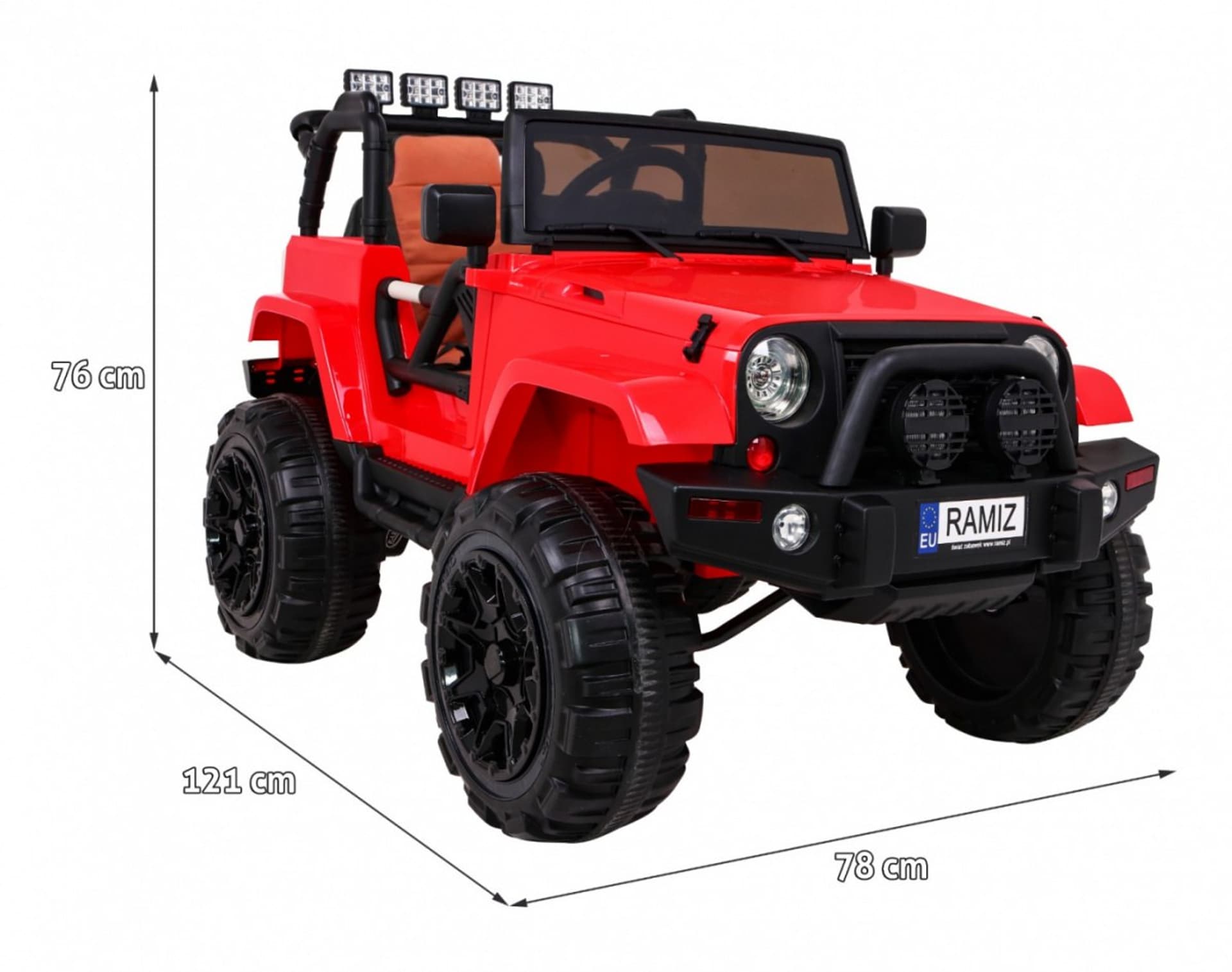 

Auto na akumulator All Terrain dla dzieci Czerwony Terenówka typu jeep + Pilot + Światła Dźwięki