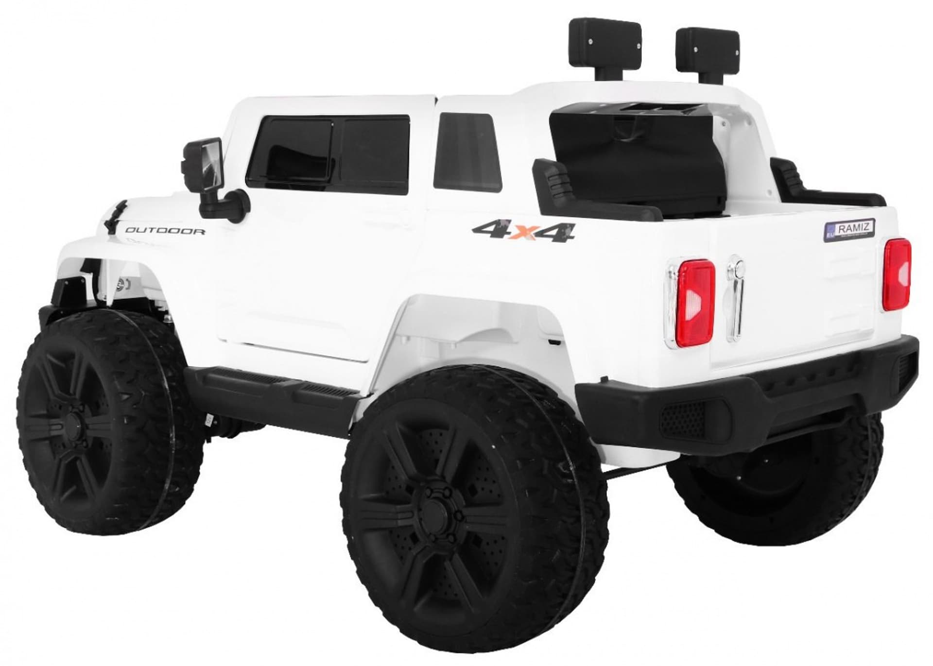 

Auto na akumulator Mighty Jeep dla dzieci Biały + 2-osobowy + Napęd 4x4 + 2 bagażniki