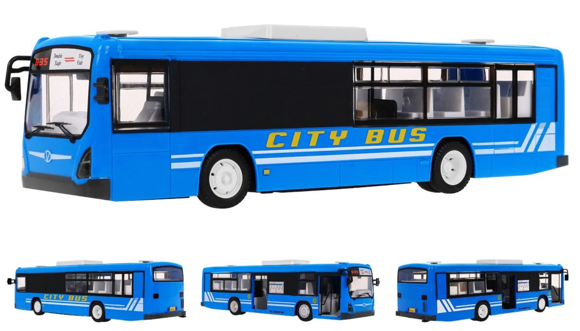 

Autobus miejski dla dzieci 6+ Zdalnie sterowany Niebieski 1:20 Ruchome elementy + Dźwięki Światła