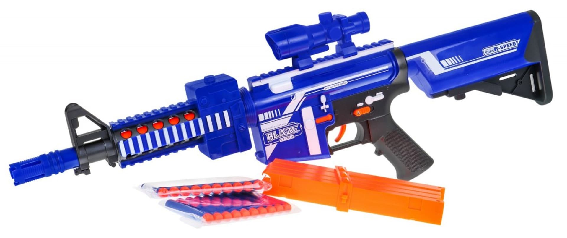 

Automatyczny Karabin dla dzieci 8+ Blaze Storm 20 długich Pocisków z pianki + Celownik