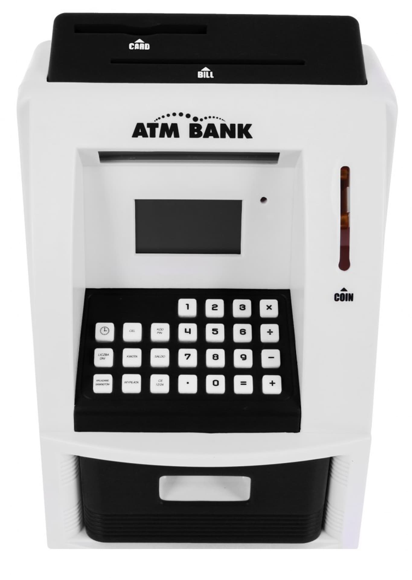 

Bankomat skarbonka dla dzieci 3+ czarny Interaktywne funkcje + Karta bankomatowa