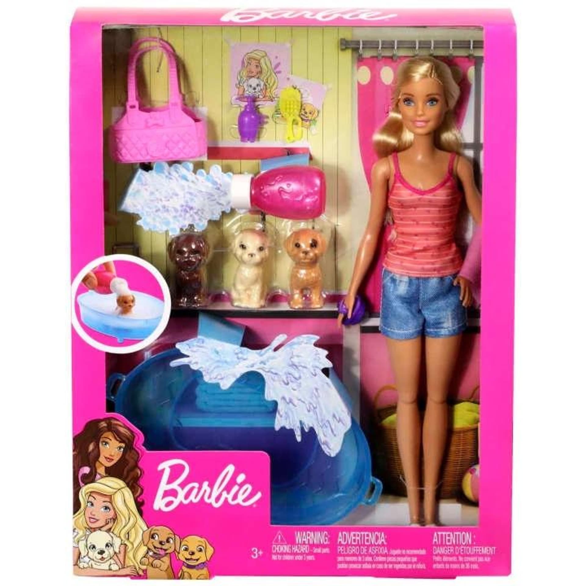 

Barbie Kąpiel piesków zestaw + lalka