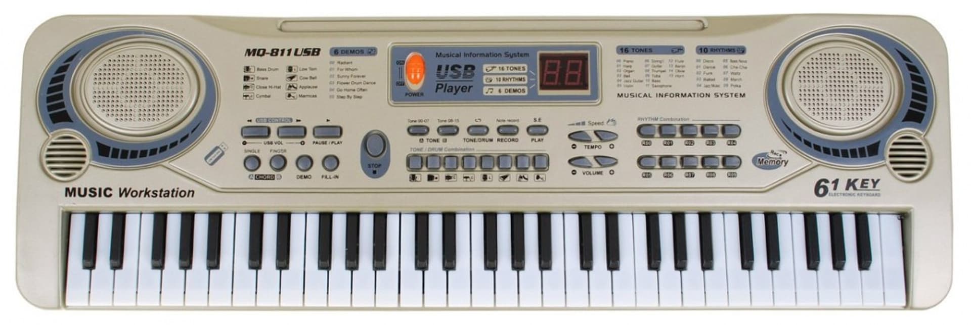 

Beżowy Keyboard dla dzieci 5+ Mikrofon + Nagrywanie + USB MP3 - model nr 811