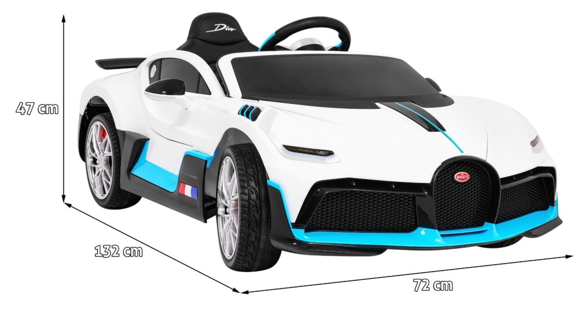 

Bugatti Divo Autko na akumulator dla dzieci Biały + Pilot + EVA + Wolny Start + LED MP3