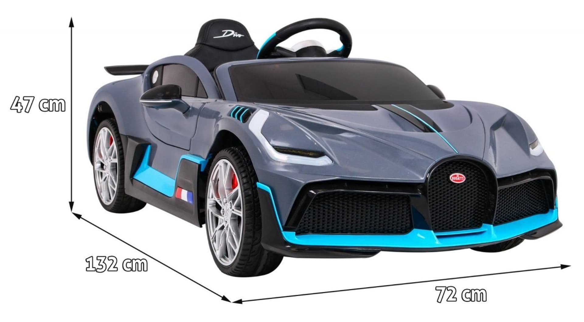 

Bugatti Divo Autko na akumulator dla dzieci Szary + Pilot + EVA + Wolny Start + LED MP3